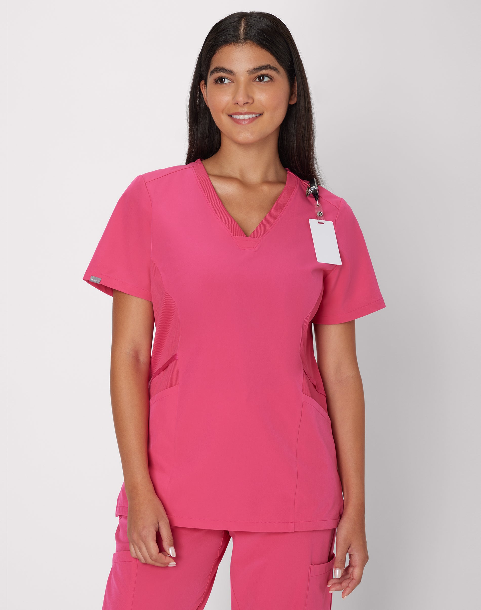 Hanes Comfort Fit Scrubs Women's Scrub Top Fuchsia Pink S