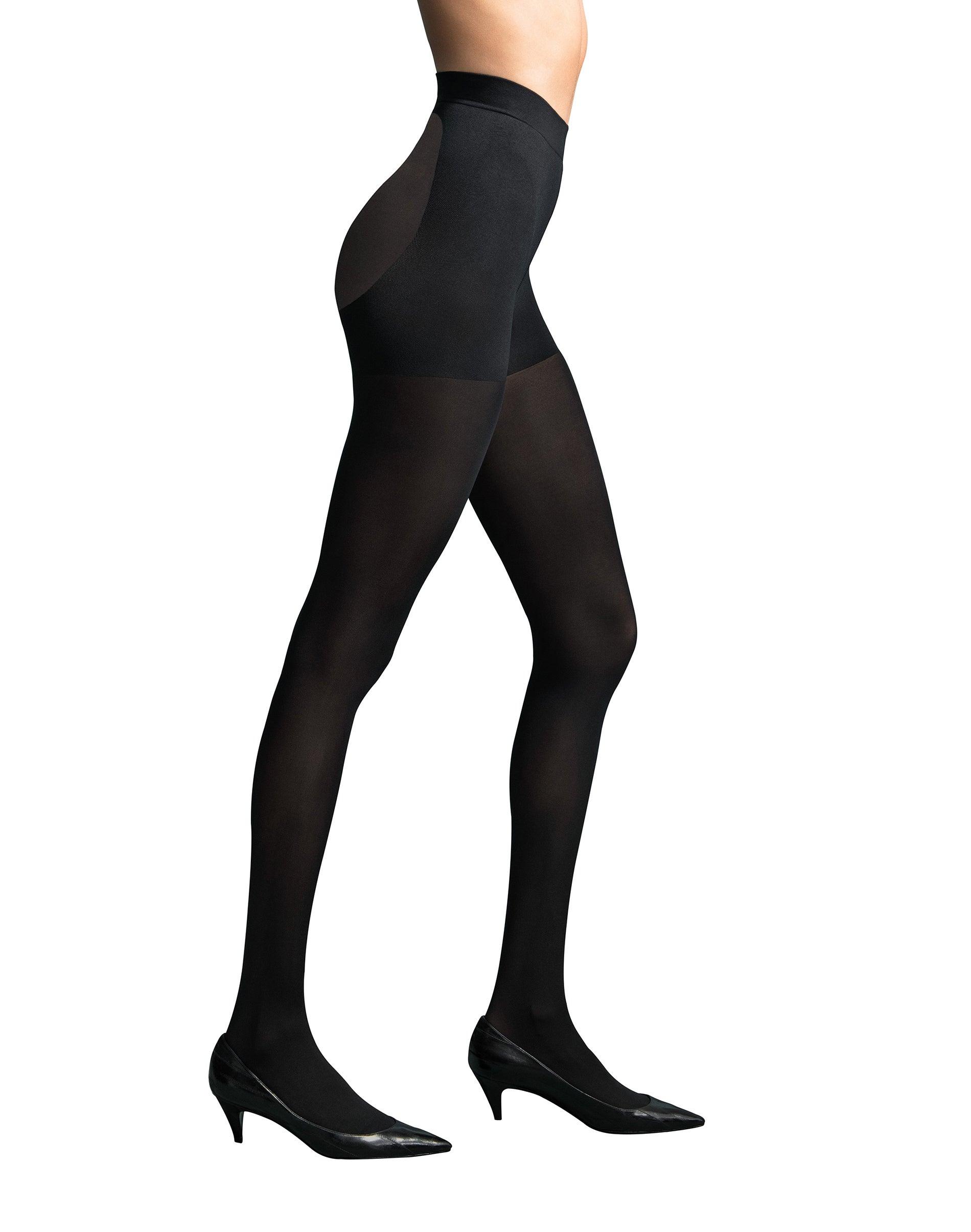 One Hanes Place L'eggs Women's Opaque Tights - Shaping & Lifting Hosiery - Control Top Comfort Black M