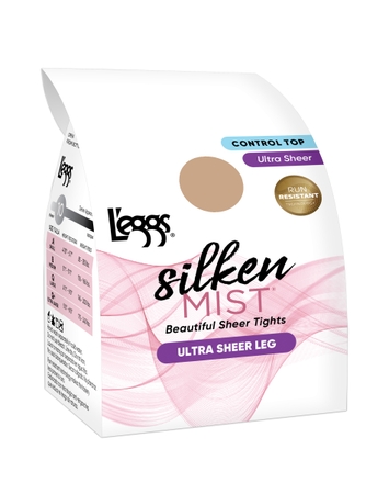 L'eggs Silken Mist Ultra Sheer with Run Resist Technology, Control Top Sheer Toe Pantyhose, 1-Pack