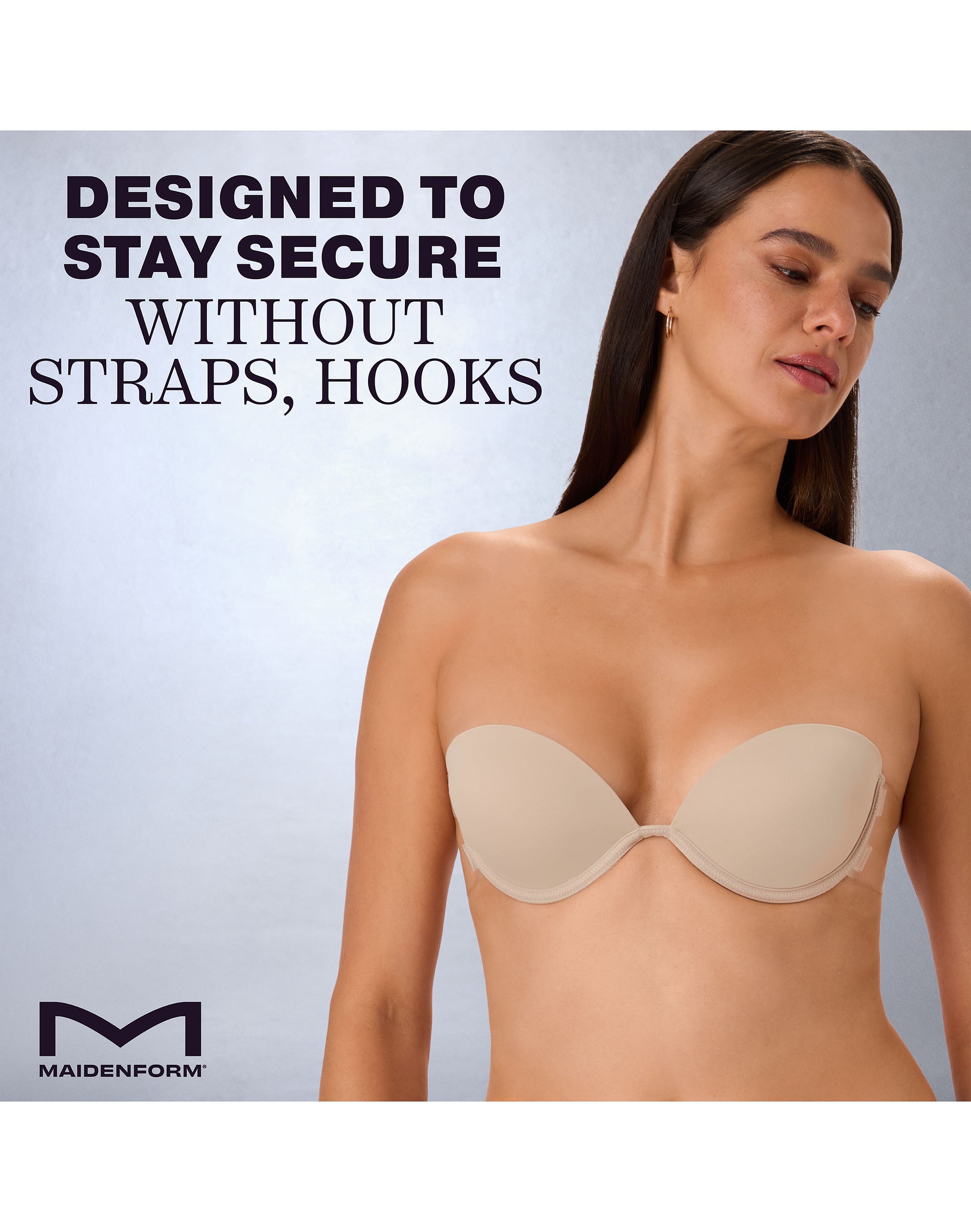Maidenform Push-Up Adhesive Bra - Wireless & Reusable - Backless Strapless - No-Show & Smooth Almond 4 Women's