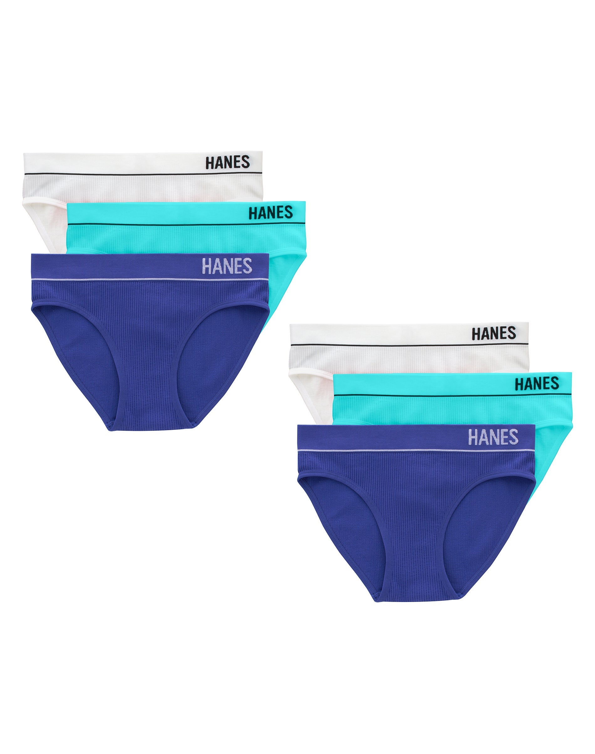 Hanes Originals Women's Seamless Rib Bikini Underwear, Assorted, 6