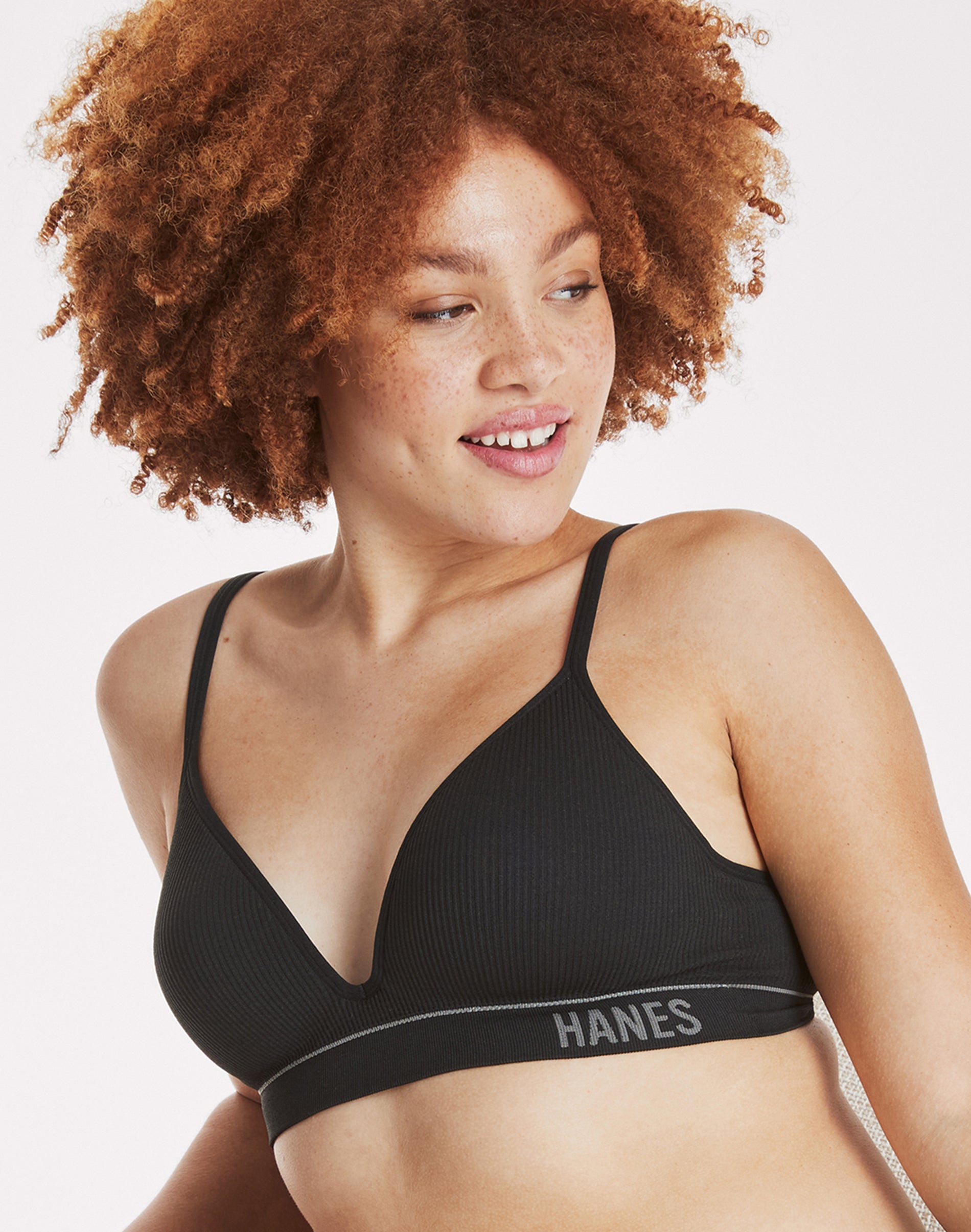 Hanes Originals Women's Seamless Rib Contour Bralette Black XS