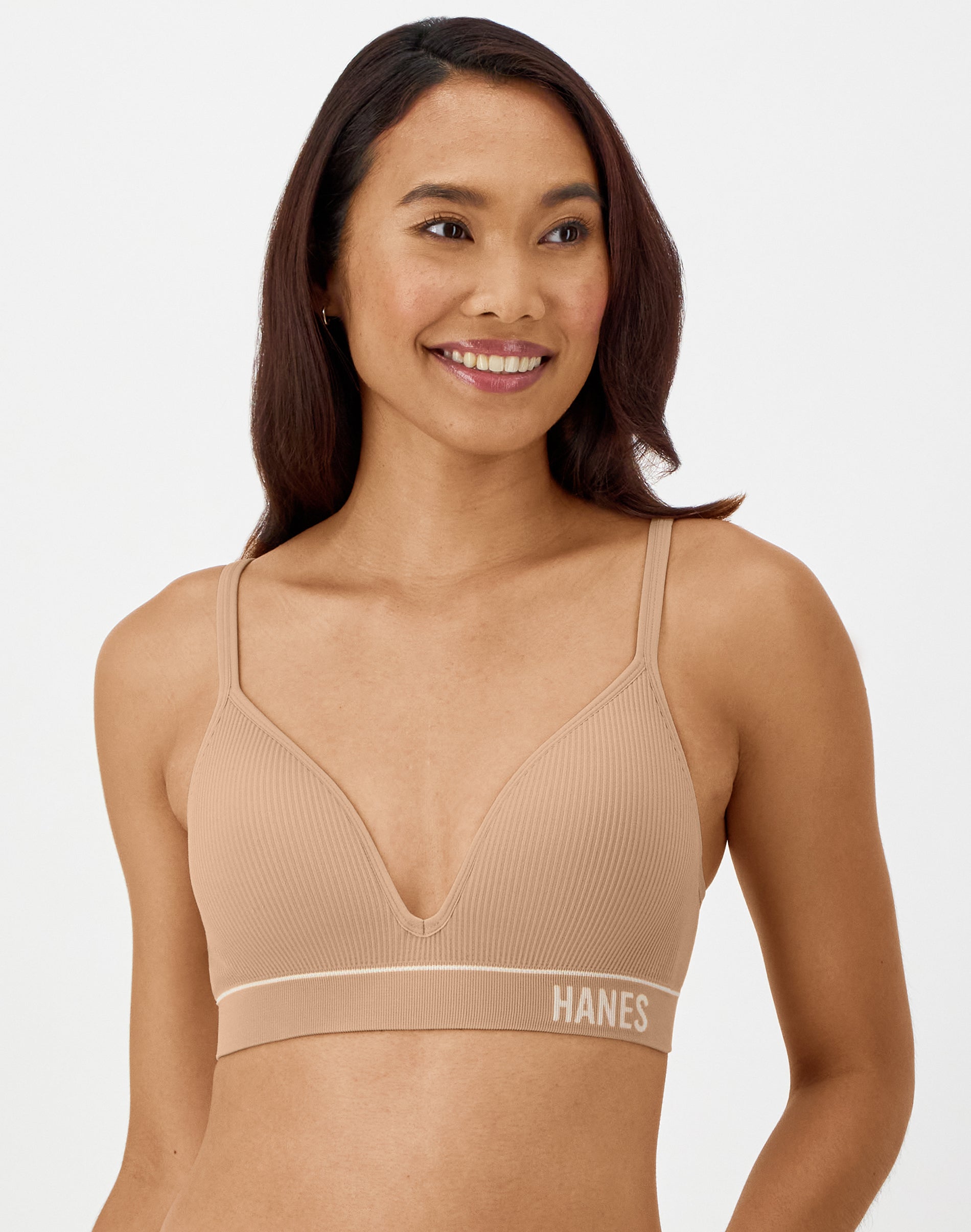Hanes Originals Women's Seamless Rib Contour Bralette Deep Glow XL