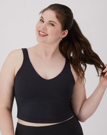 Hanes Moves Women's V-Neck Crop Bralette, Light Support