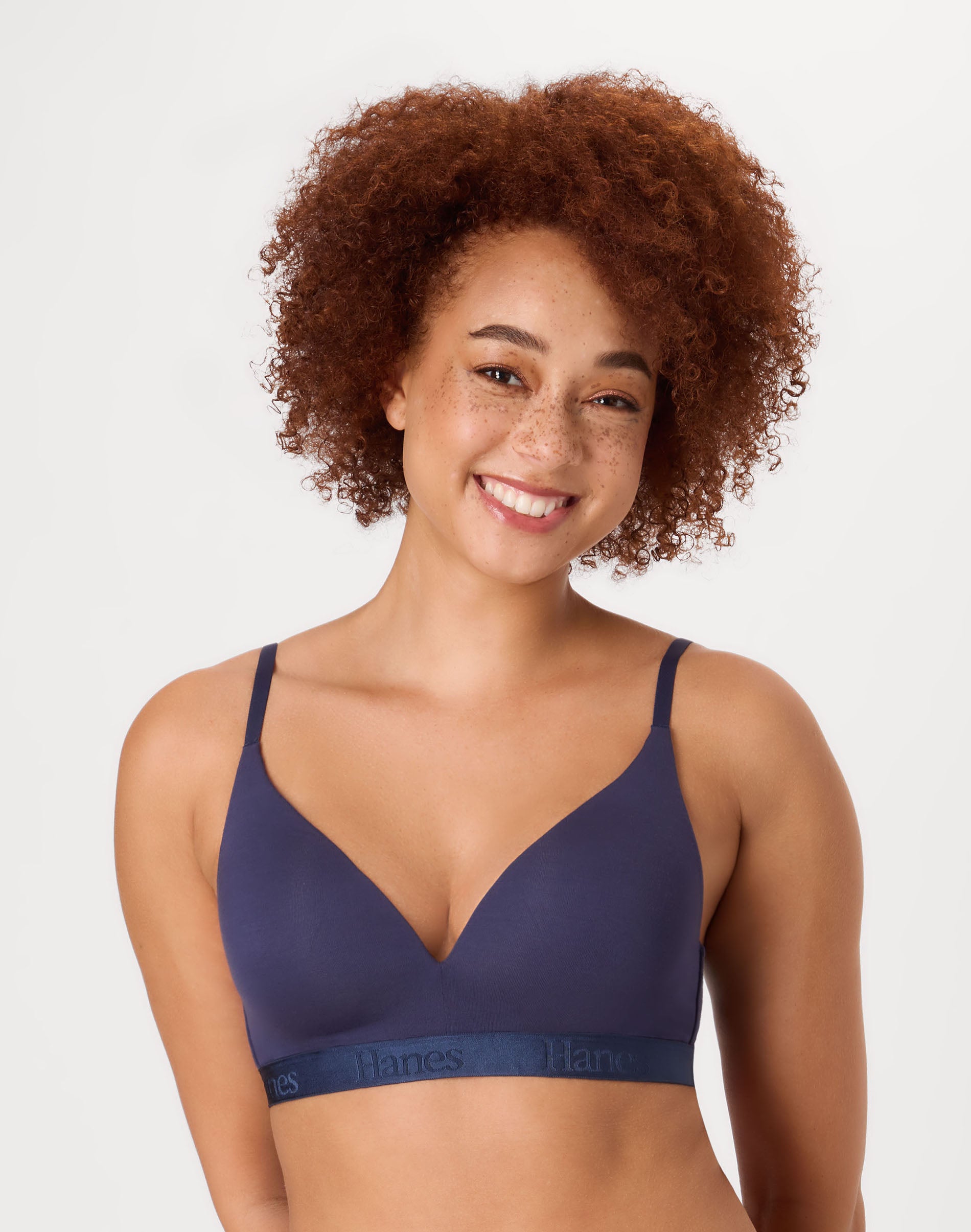 Hanes Originals Women's SuperSoft Contour T-Shirt Bra Imperial Indigo XL