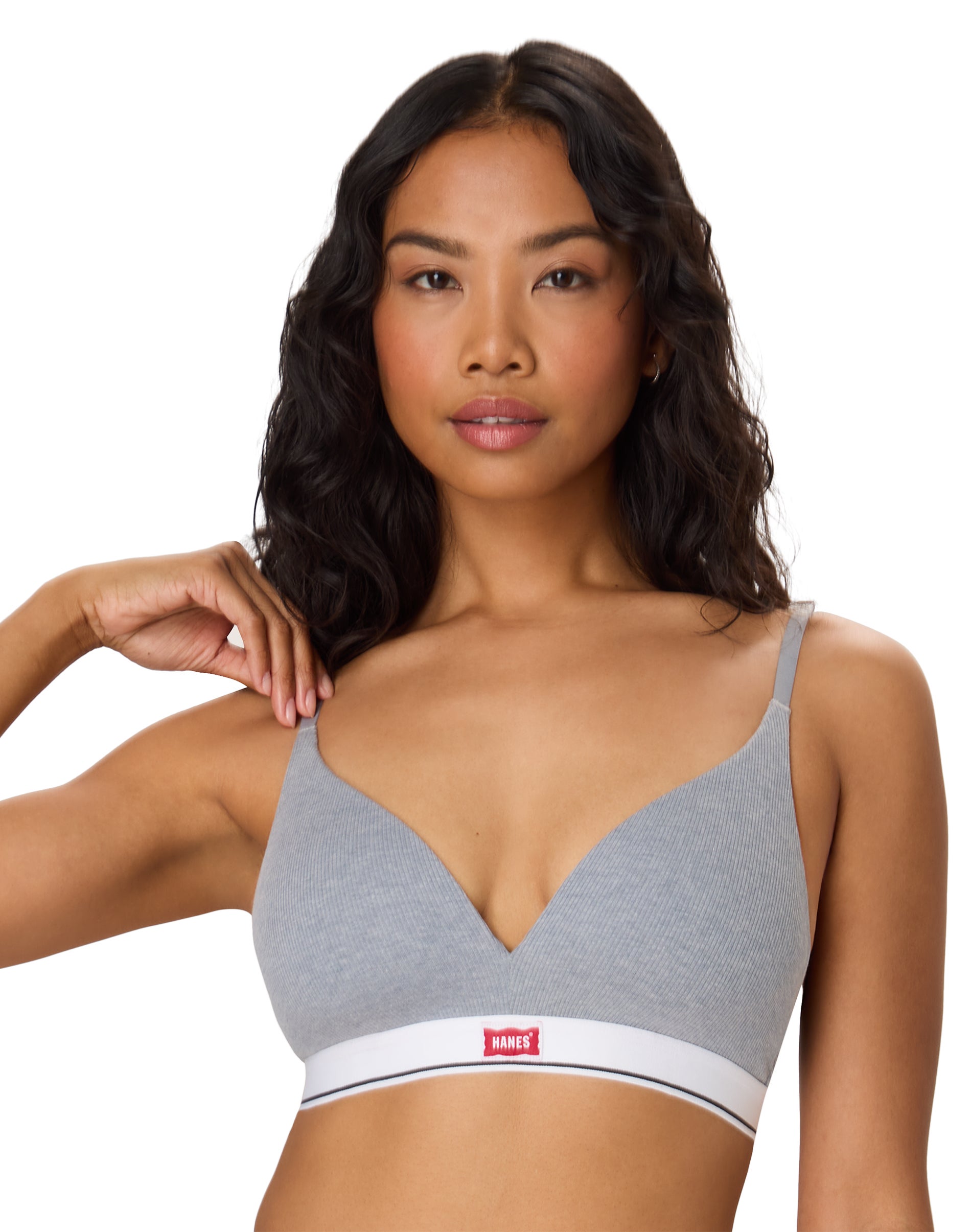 Hanes Legends ComfortFlex Fit Women's Wireless Bra, Moisture Wicking, Convertible Gray S