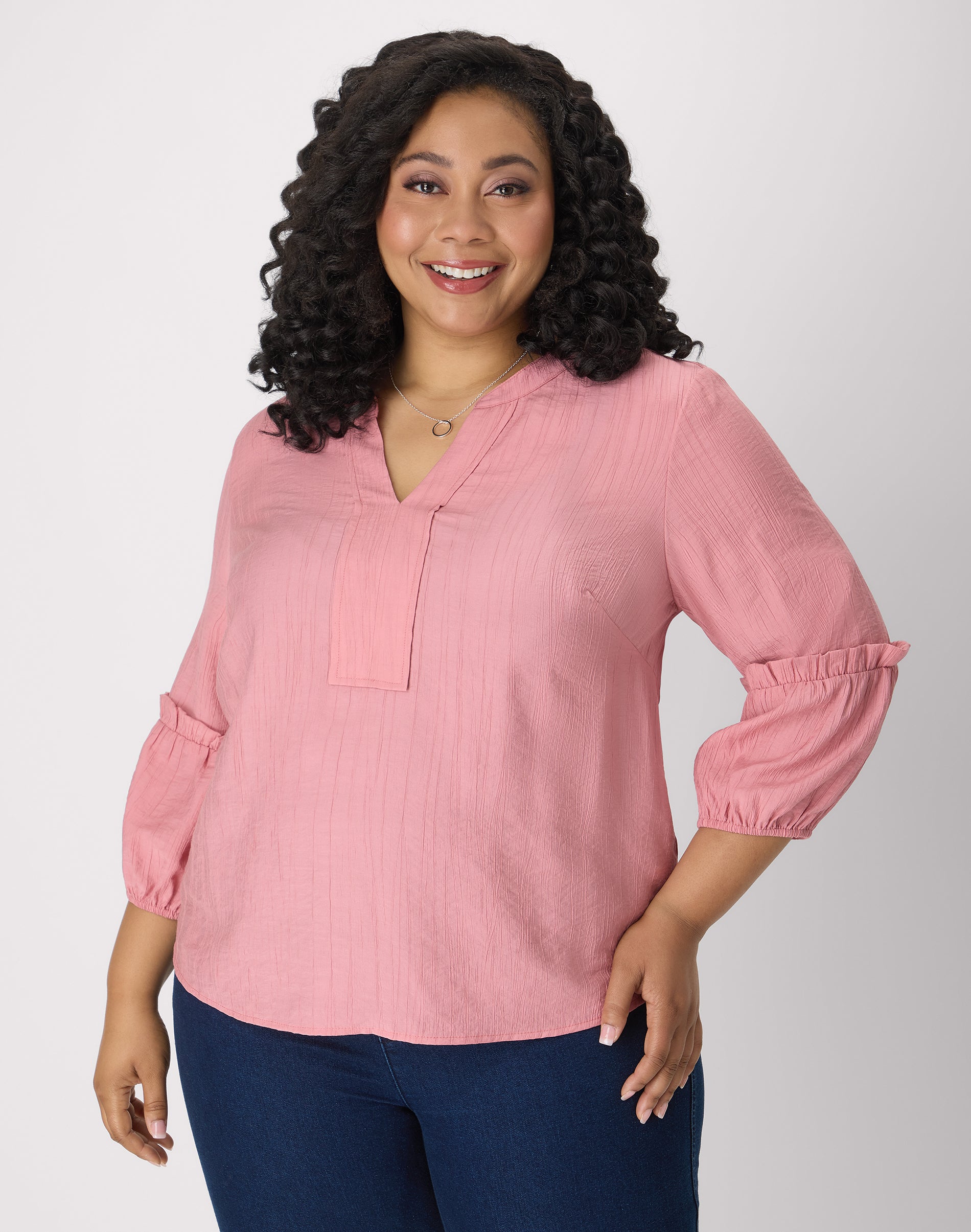 Hanes Just My Size Women's Peasant Top, ¾ Sleeve (Plus ) Dusty Rose 3X