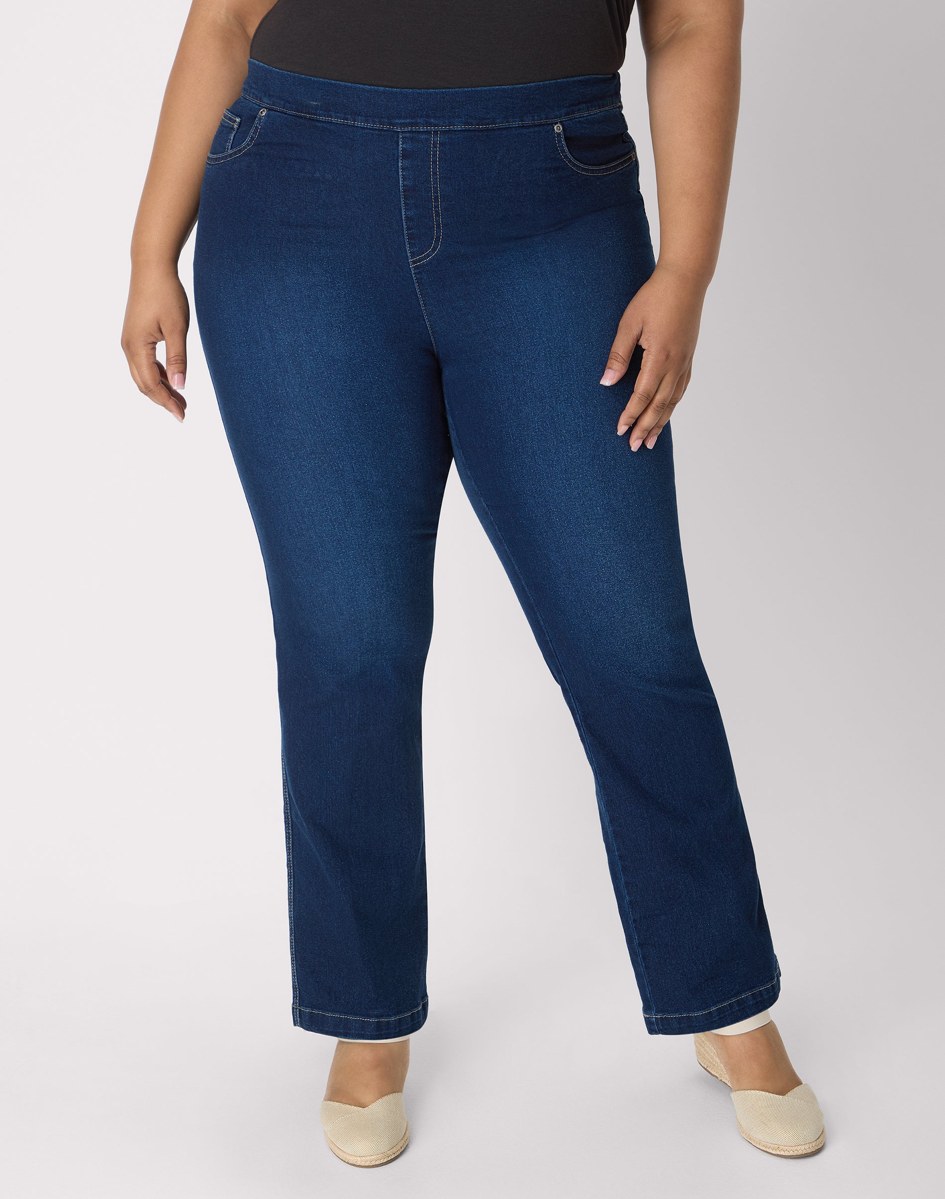 Hanes Just My Size Bootcut Jeans - Pull-On - Stretch Denim (Plus ) Dark Sandblast 1X Women's