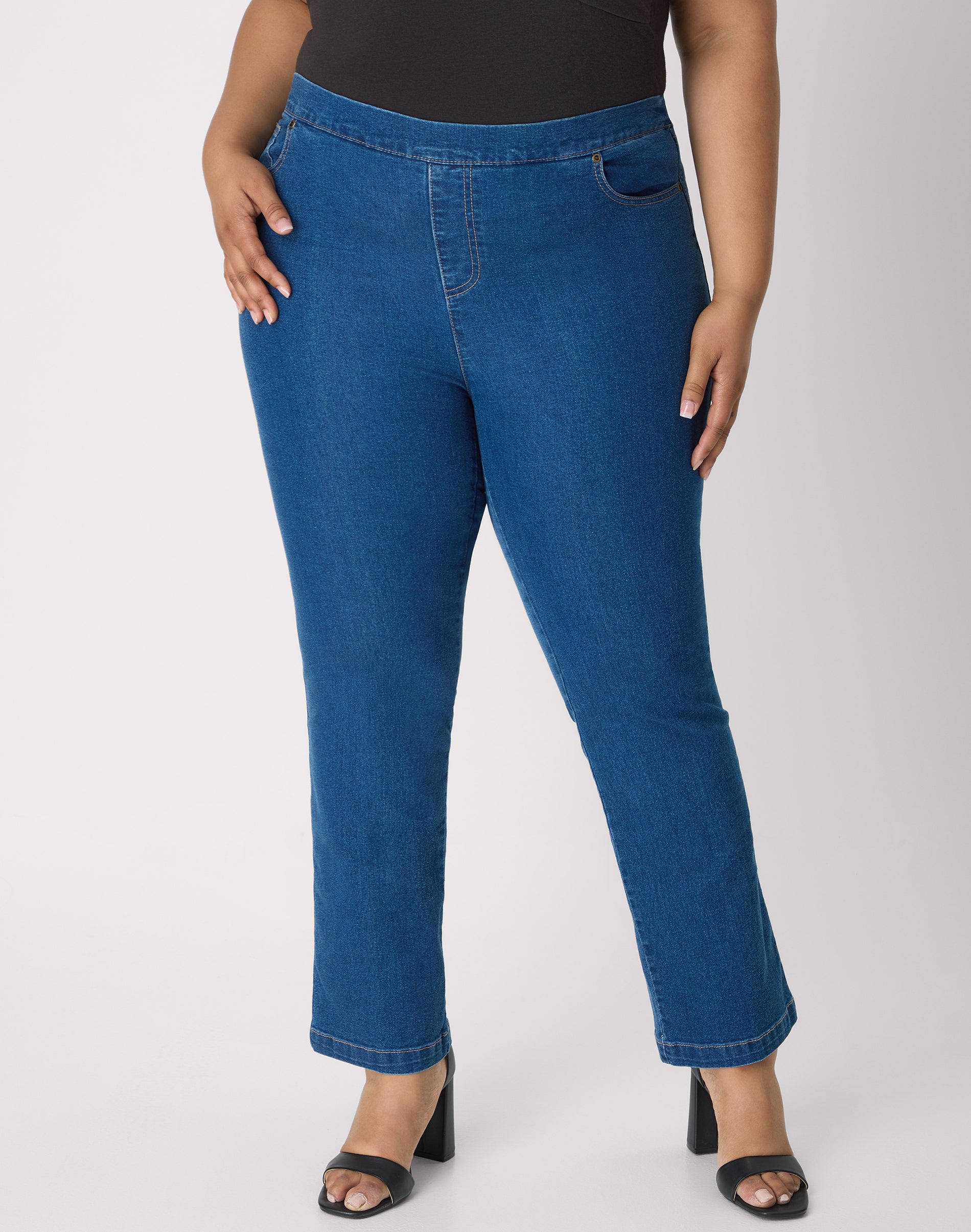 Hanes Just My Size Bootcut Jeans - Pull-On - Stretch Denim (Plus ) Medium Stonewash 0X Women's