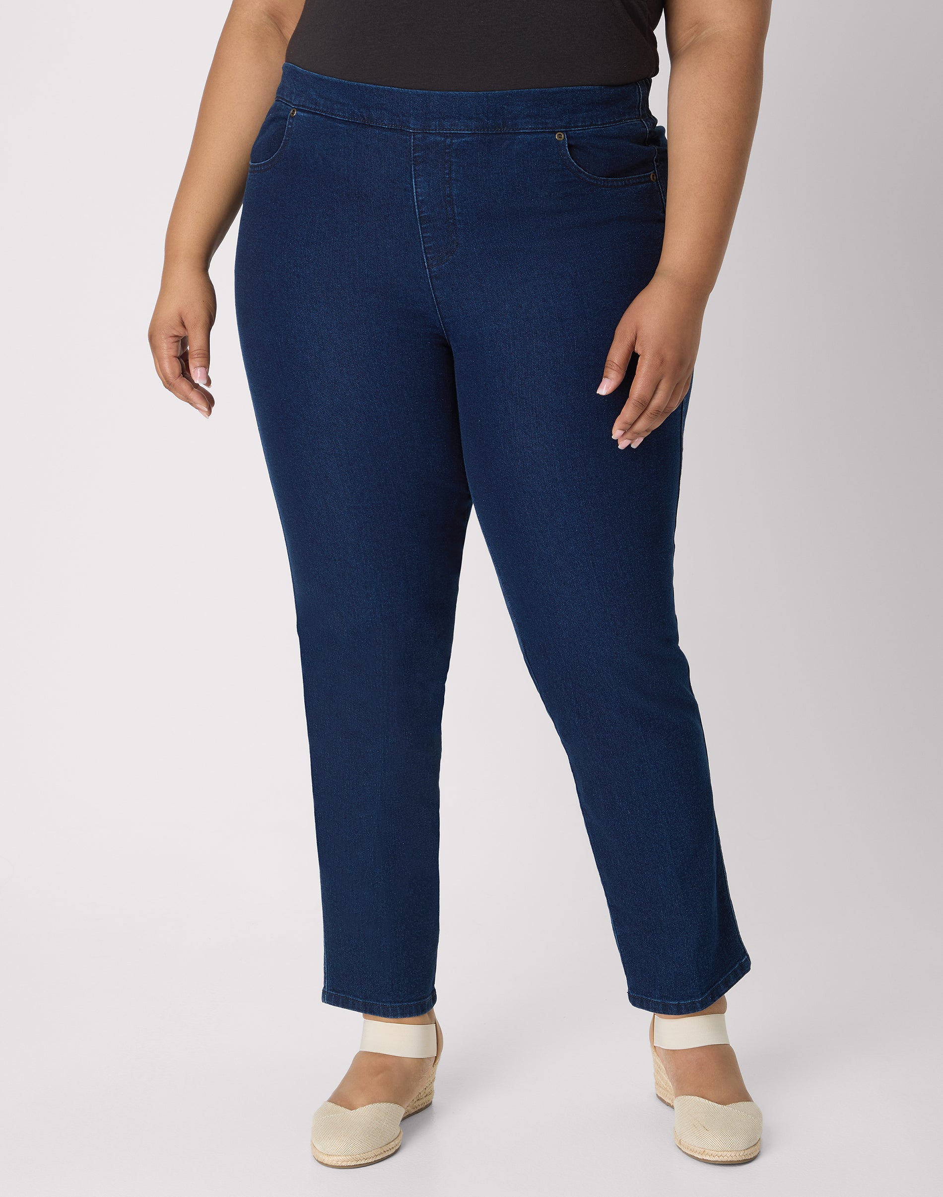 Hanes Just My Size Women's Pull-On Pants with Pockets - Straight Leg - Elastic Waistband (Plus ) Dark Indigo 3XP