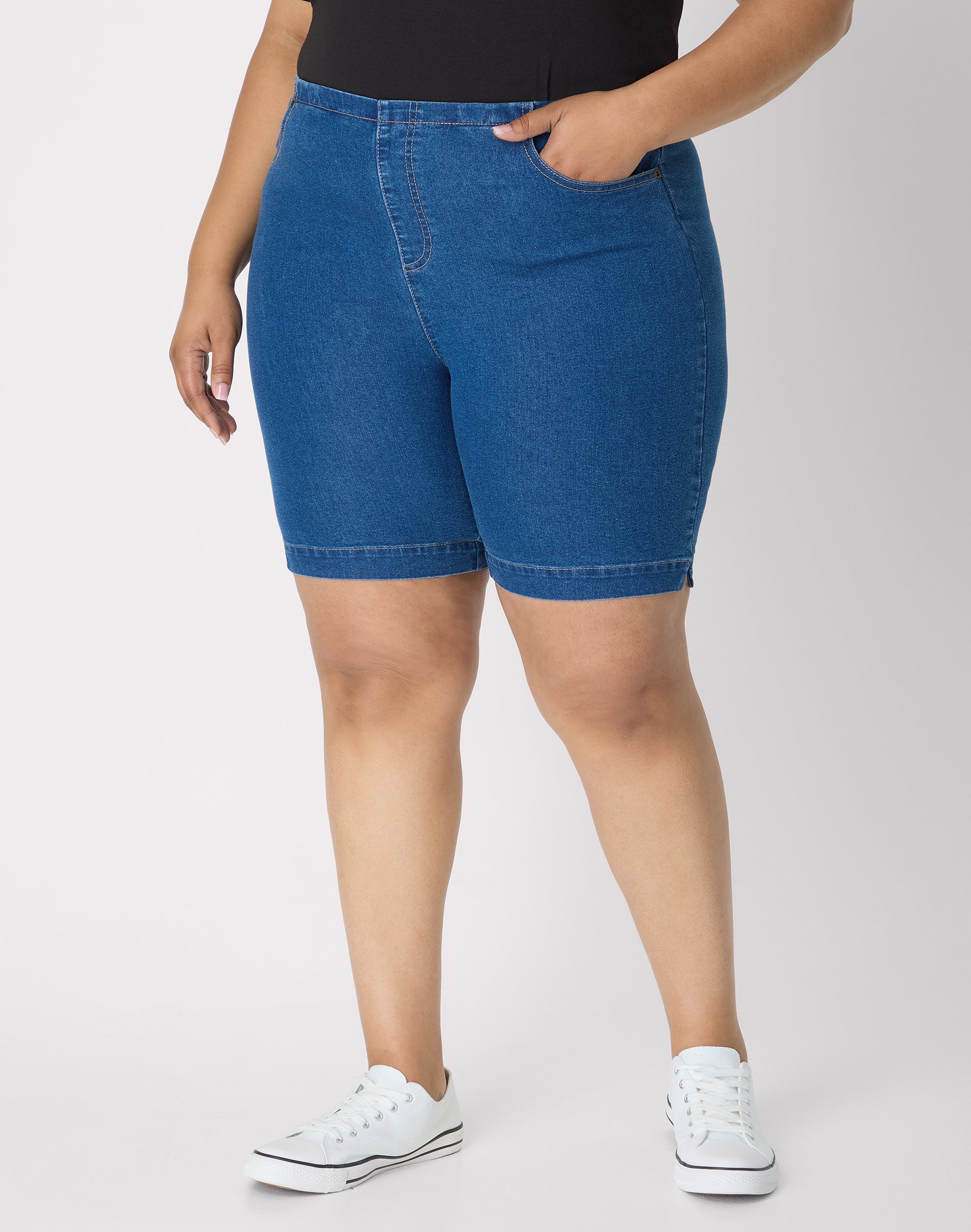 Hanes Just My Size Women's Pull-On Shorts with Pockets - 9" (Plus ) Medium Stonewash 2X