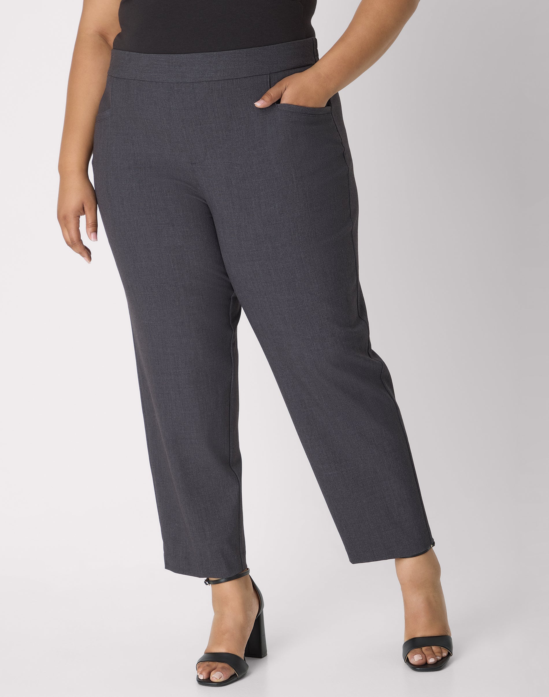 Hanes Just My Size Women's Pull-On Dress Pants - 28" (Plus ) Grey Heather 3X