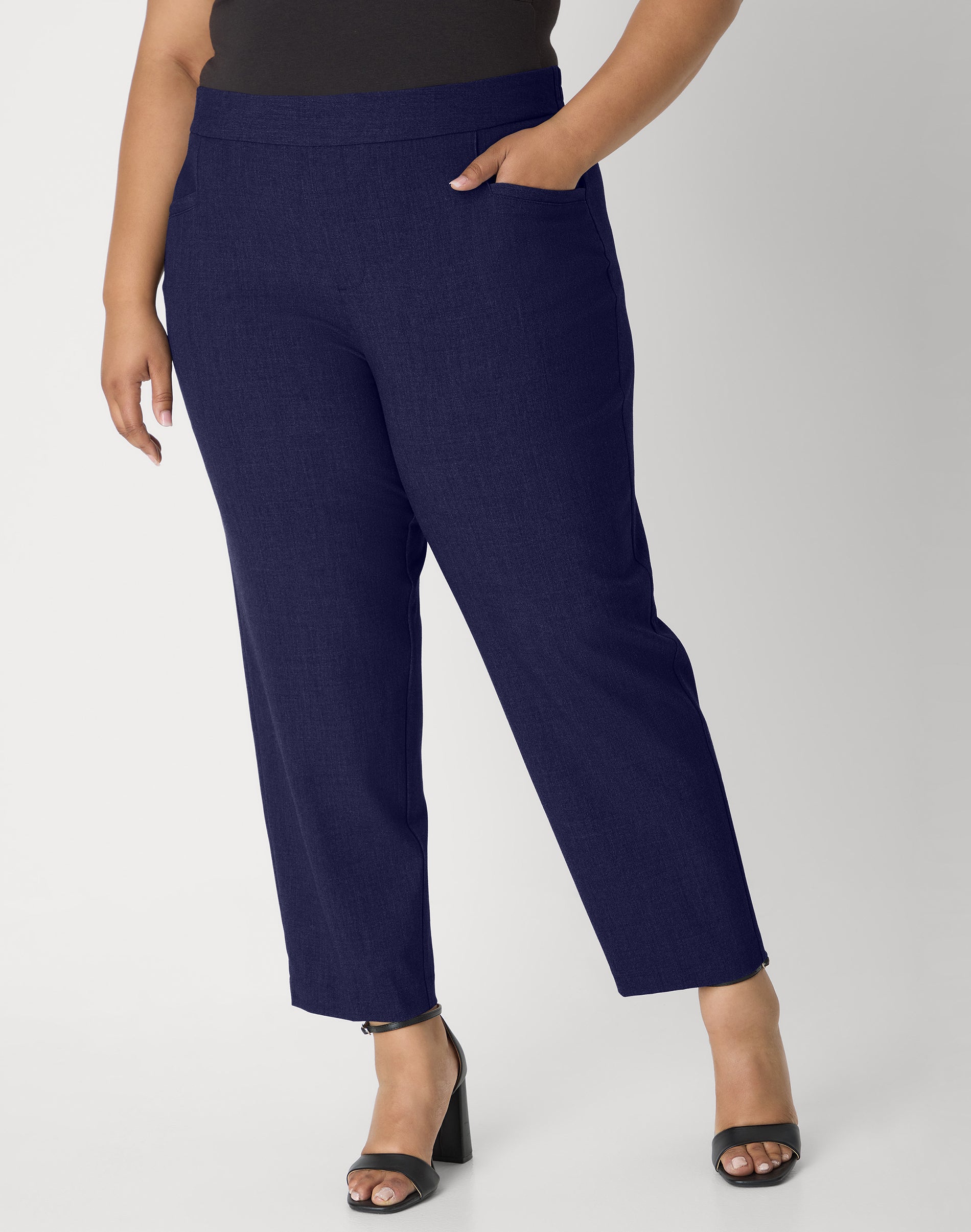 Hanes Just My Size Women's Pull-On Dress Pants - 28" (Plus ) Navy 2X