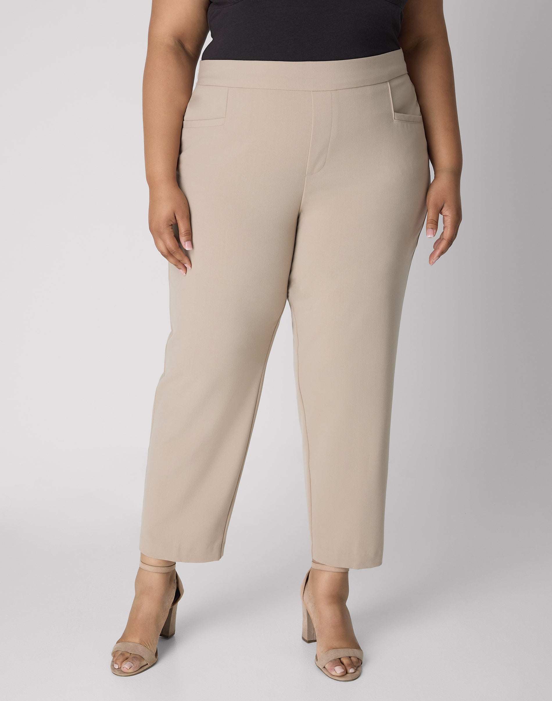 Hanes Just My Size Women's Pull-On Dress Pants - 28" (Plus ) Brownstone 3X