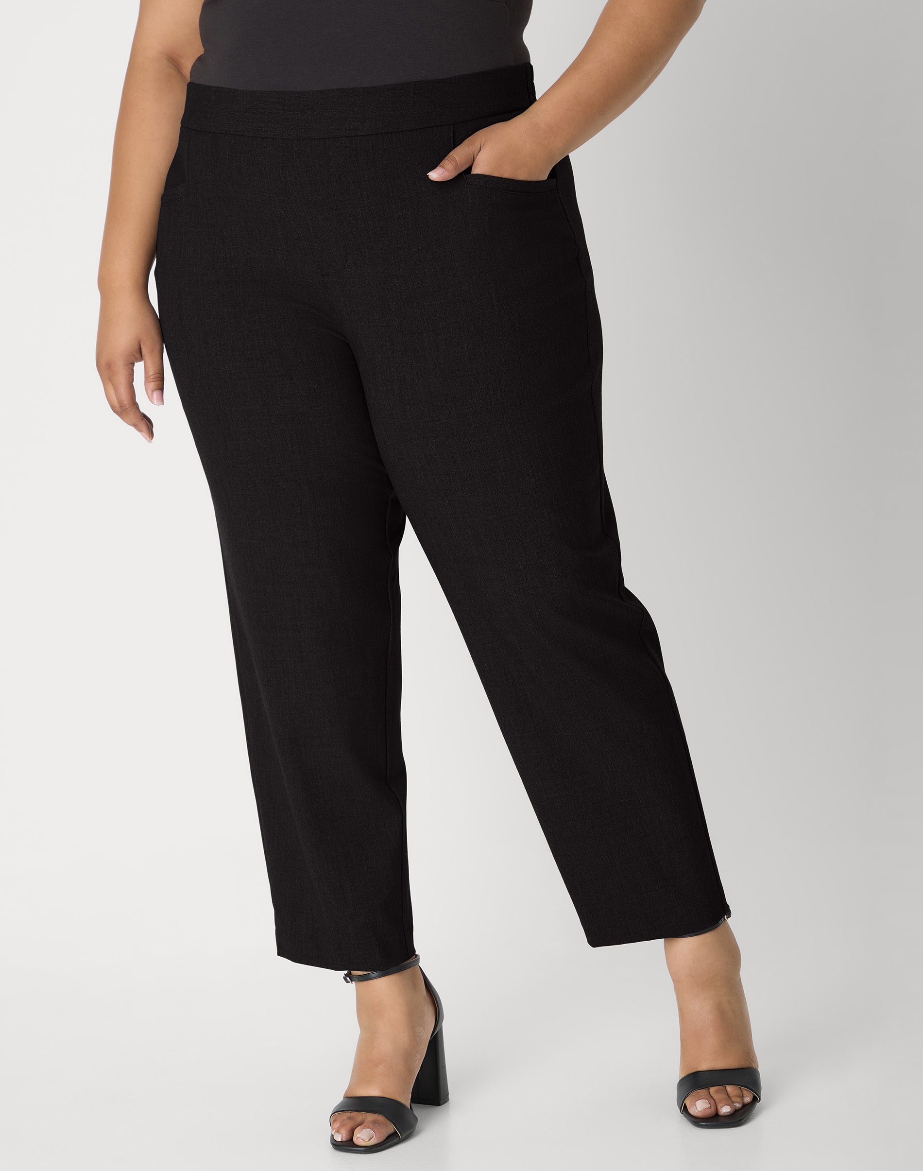 Hanes Just My Size Women's Pull-On Dress Pants - 28" (Plus ) Black 2X