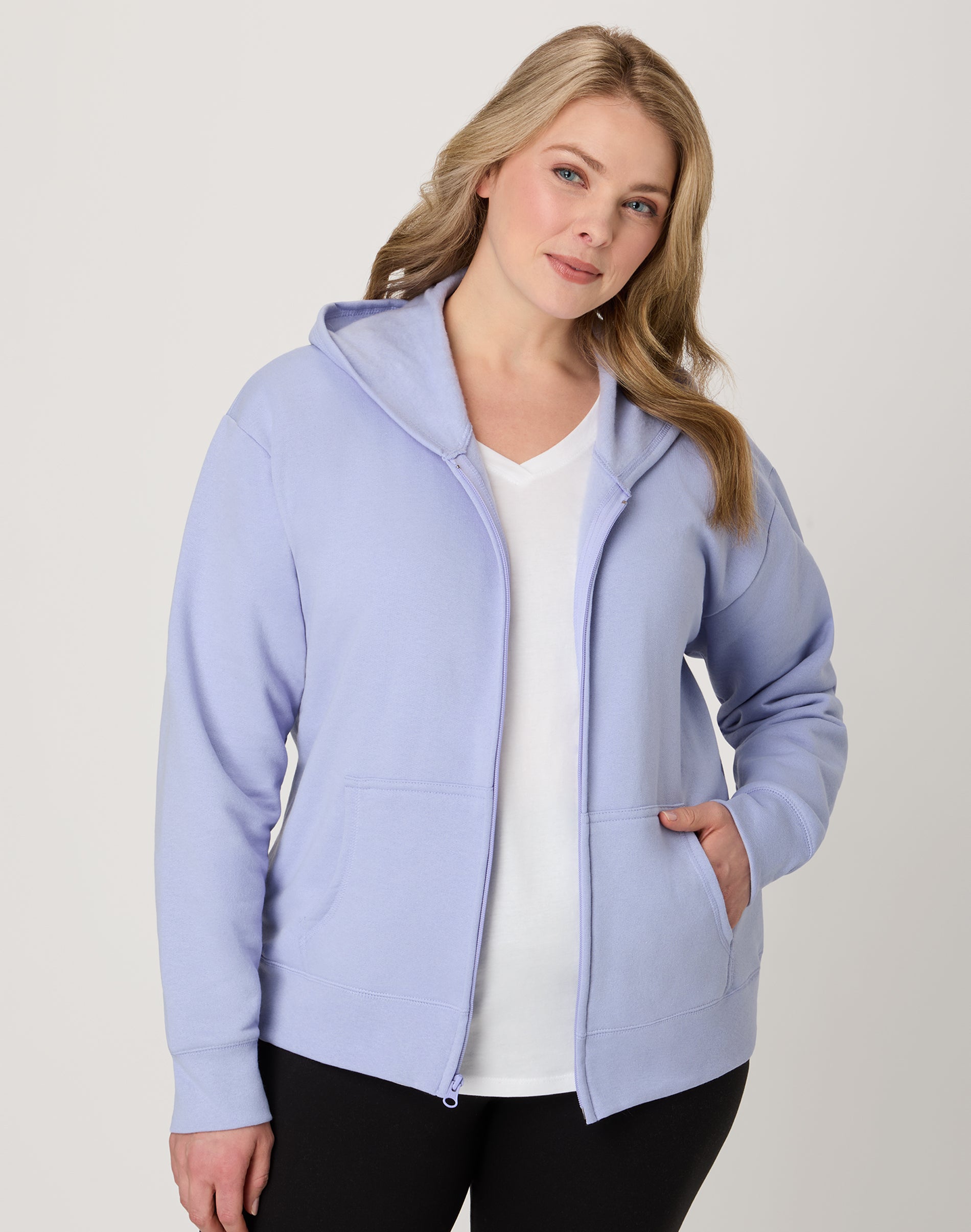 Hanes EcoSmart Women's Full-Zip Fleece Hoodie Peri Blue S