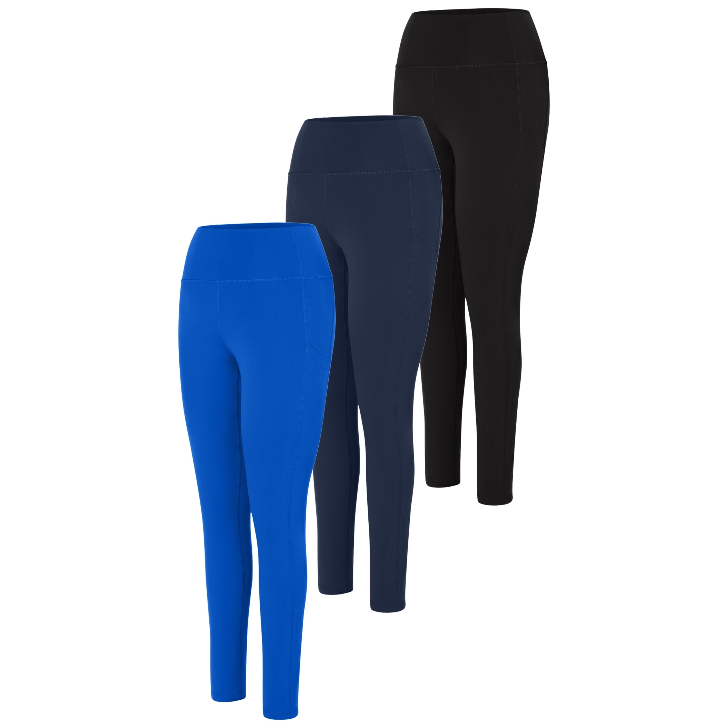 Hanes Cool DRI Women's Legging, 3-Pack, Moisture-Wicking Performance Black/Navy/Deep Royal 2XL
