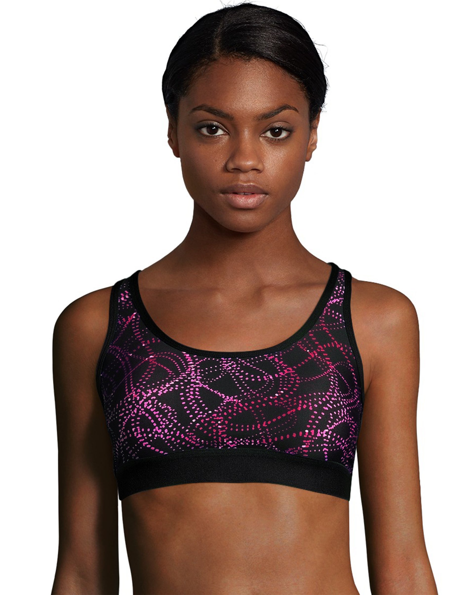 thumbnail interactive-video image 1 of Hanes Athletic Pullover Sports Bra - 3 Pack Size 36C Wire-Free Gray 1 of 3