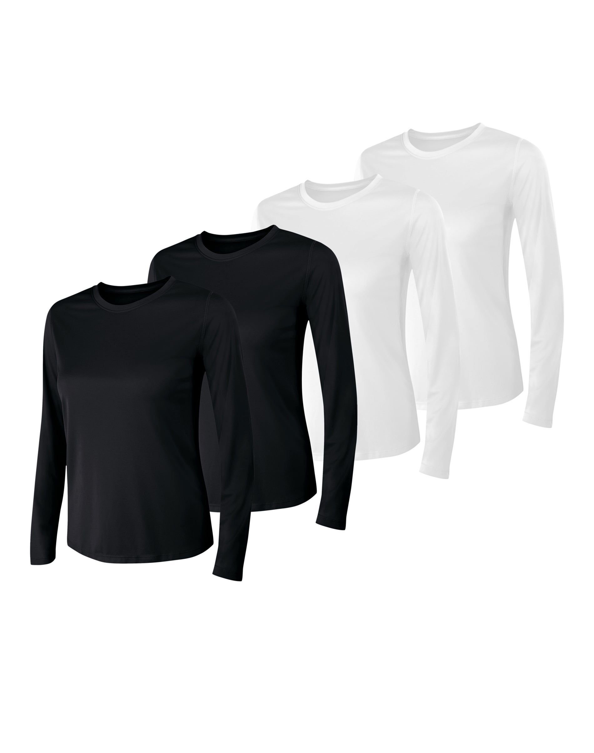 Hanes Sport Cool DRI Women's Performance Long Sleeve T-Shirt, 4-Pack Black/Black/White/White 2XL