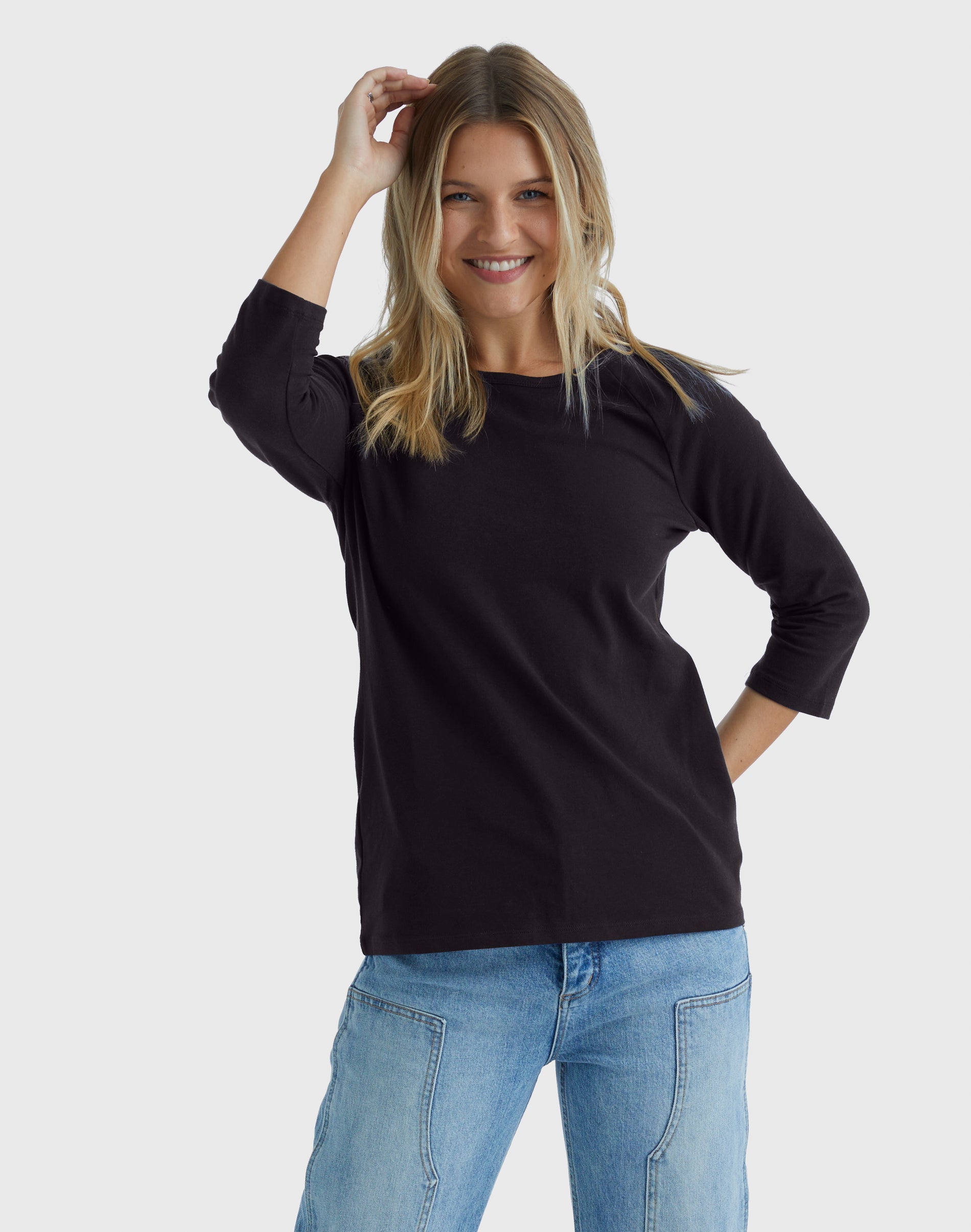 Hanes Women's Raglan Sleeve T-Shirt Black 2XL
