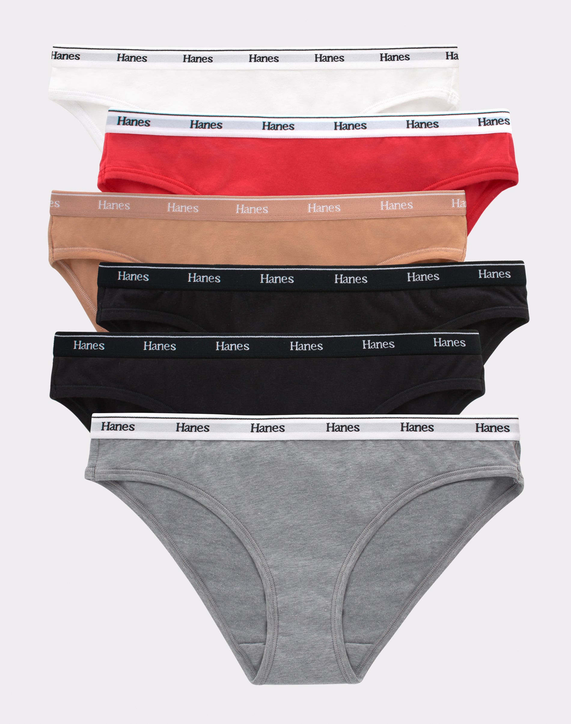 Hanes Originals Women's 6-Pack Bikini Underwear – Soft Breathable Stretch Cotton