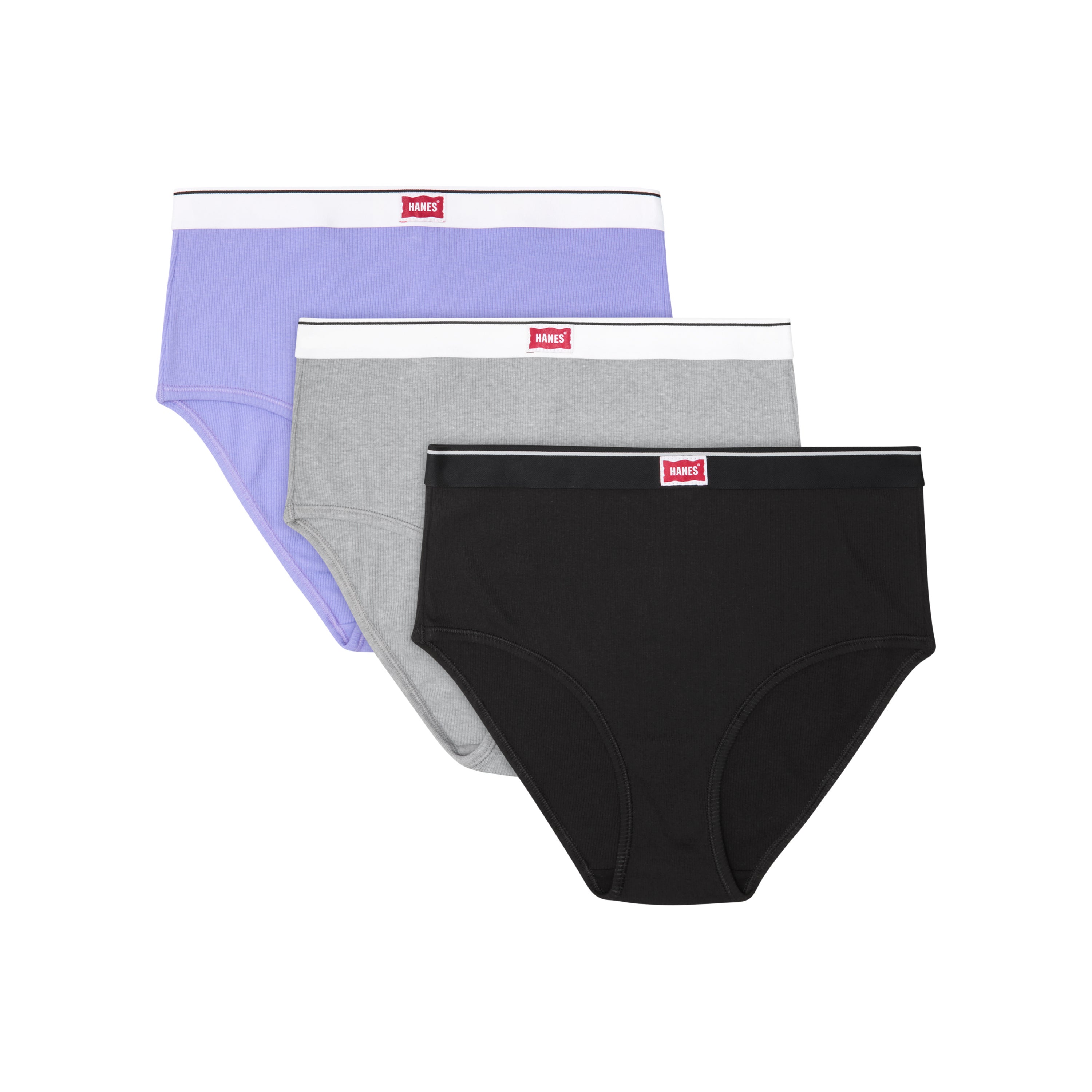 Hanes Originals Women's Underwear Briefs Pack, 3-Pack, Breathable Cotton Purple Passion/Grey/Black M