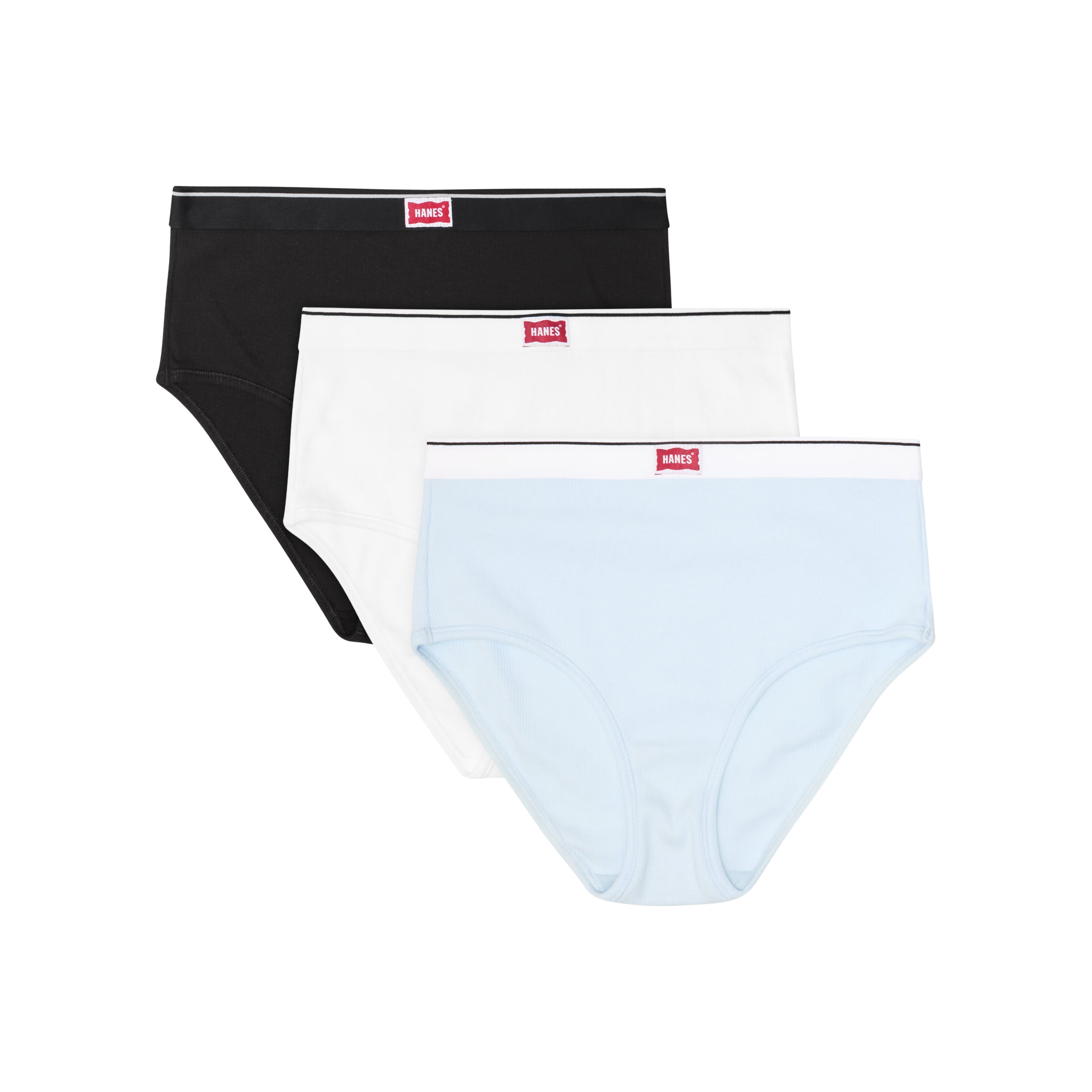 Hanes Originals Women's Underwear Briefs Pack, 3-Pack, Breathable Cotton Black/White/Blue XL