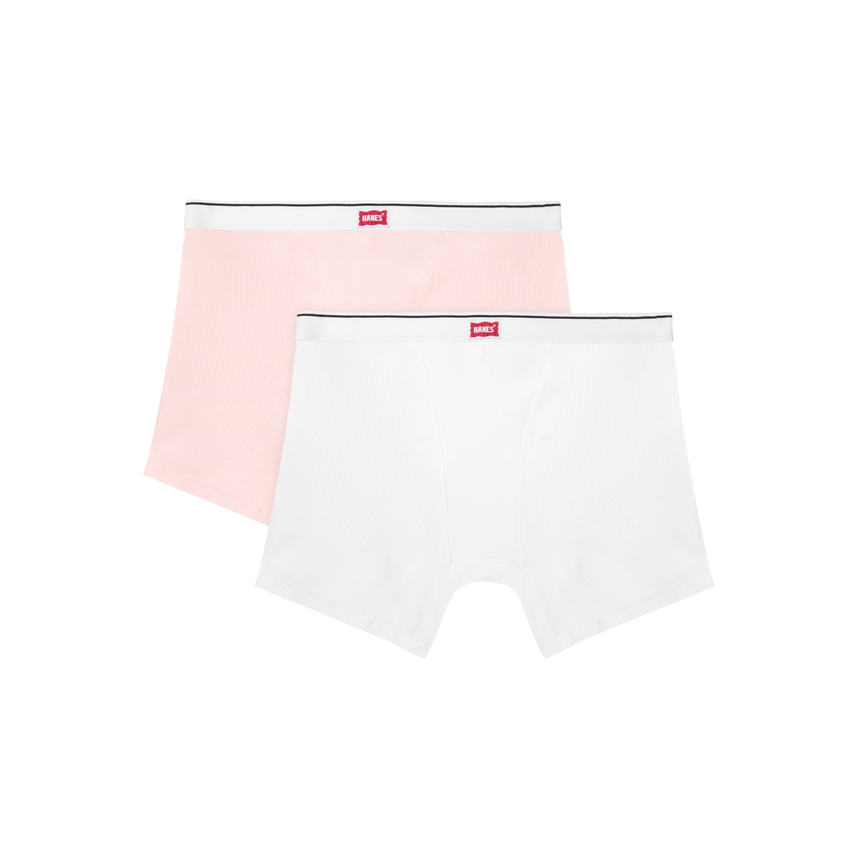 Hanes Legends Women's Underwear Boxer Briefs Pack, 2-Pack, Breathable Cotton White/Ballerina Slipper L