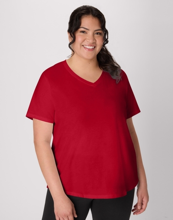 Hanes Just My Size Cotton Jersey Short Sleeve V-Neck T-Shirt (Plus Size)