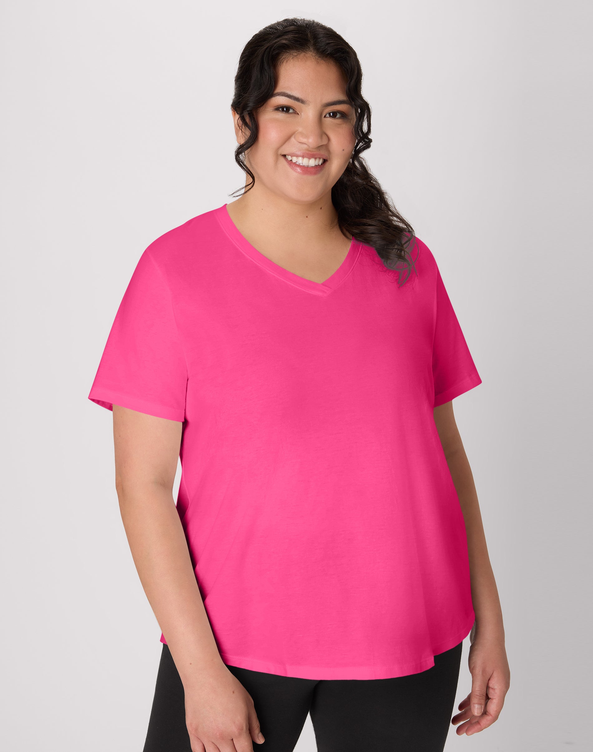Hanes Just My Size Cotton Jersey Short Sleeve V-Neck T-Shirt (Plus