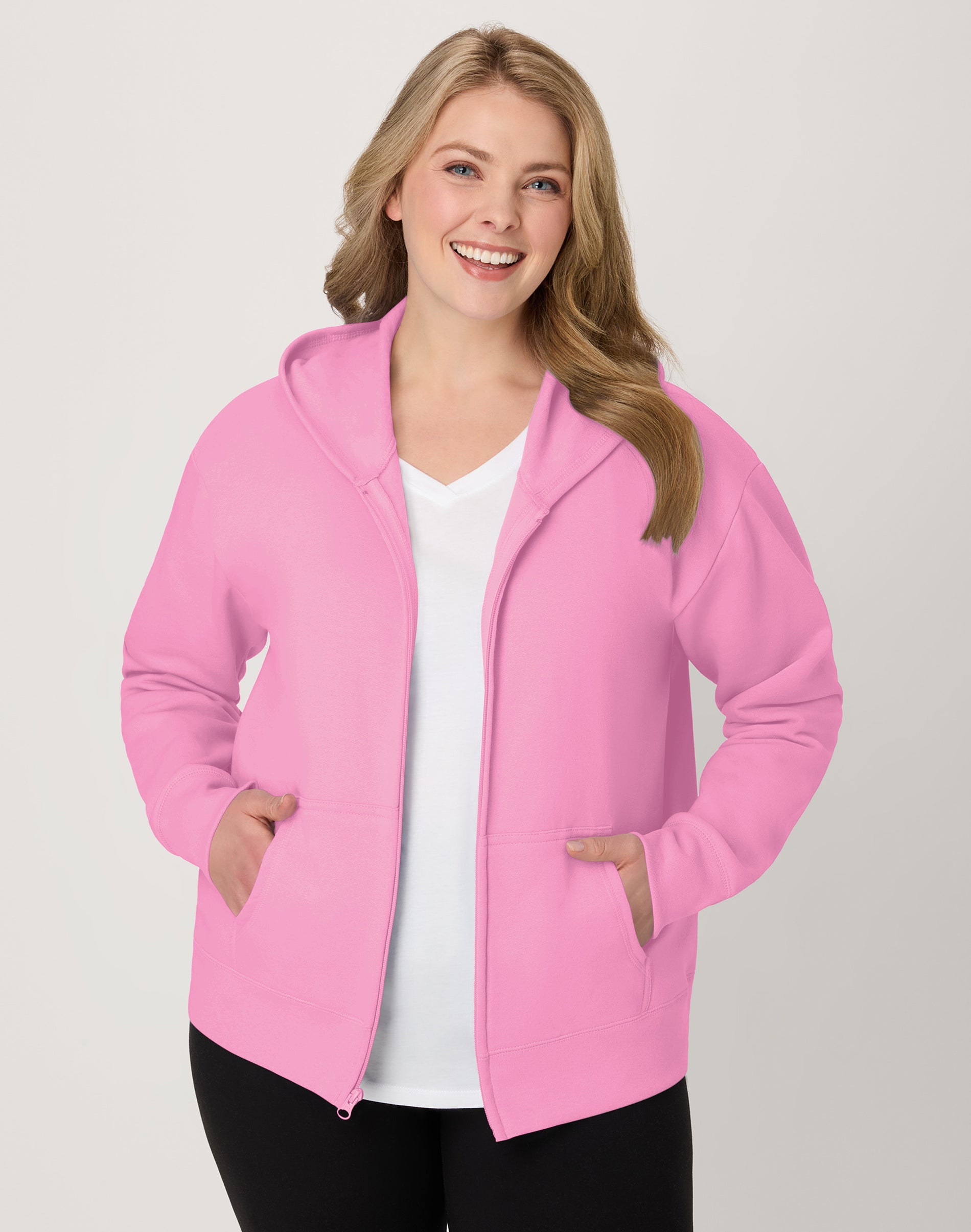 Hanes Just My Size EcoSmart Women's Full-Zip Fleece Hoodie (Plus Size)