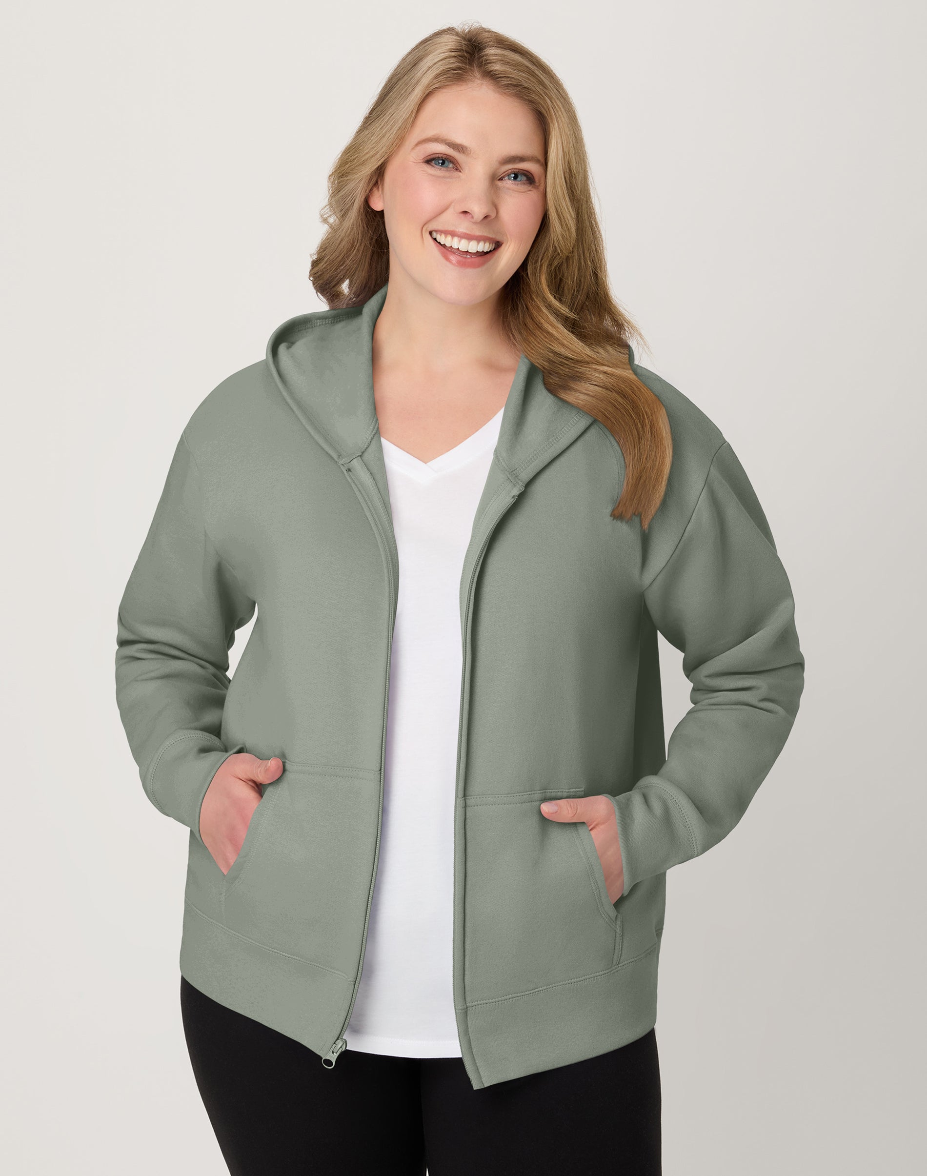 Hanes Just My Size EcoSmart Women's Full-Zip Fleece Hoodie (Plus Size)