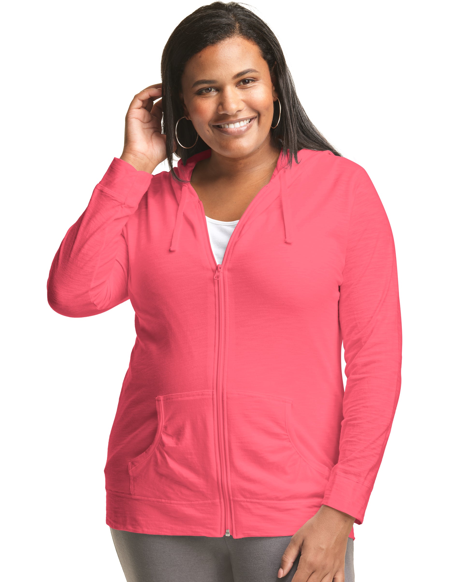 Hanes Just My Size Women's Full-Zip Slub Hoodie (Plus Size)