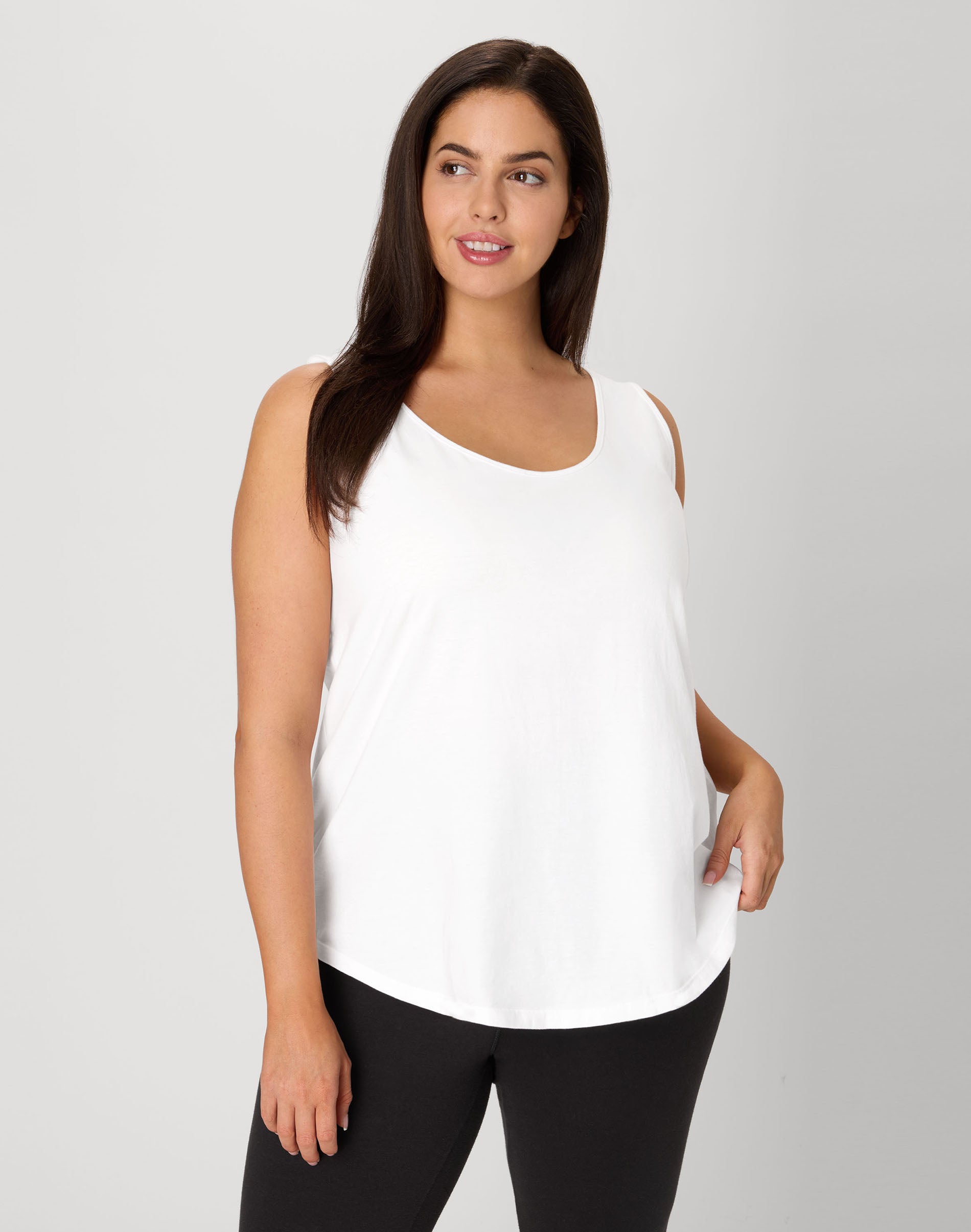 Hanes Just My Size Women's Cotton Jersey Tank, Shirttail Hem (Plus ) White 2X