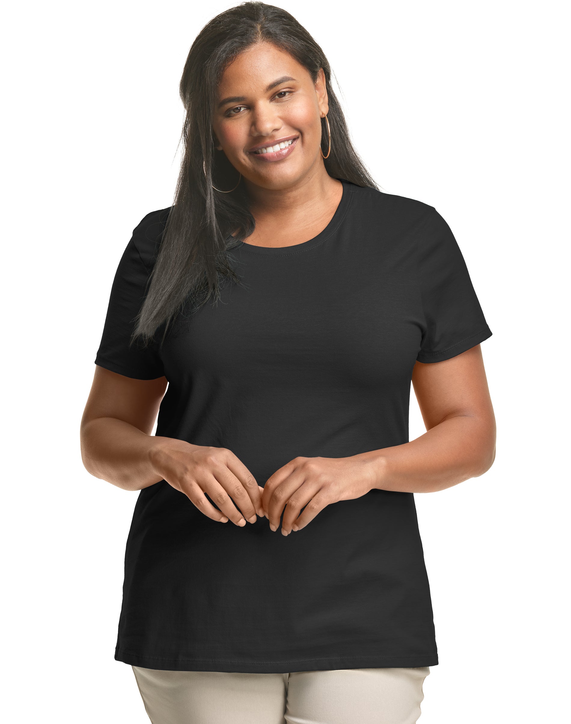 Hanes Just My Size Women's Cotton Crewneck T-Shirt (Plus ) Black 3X