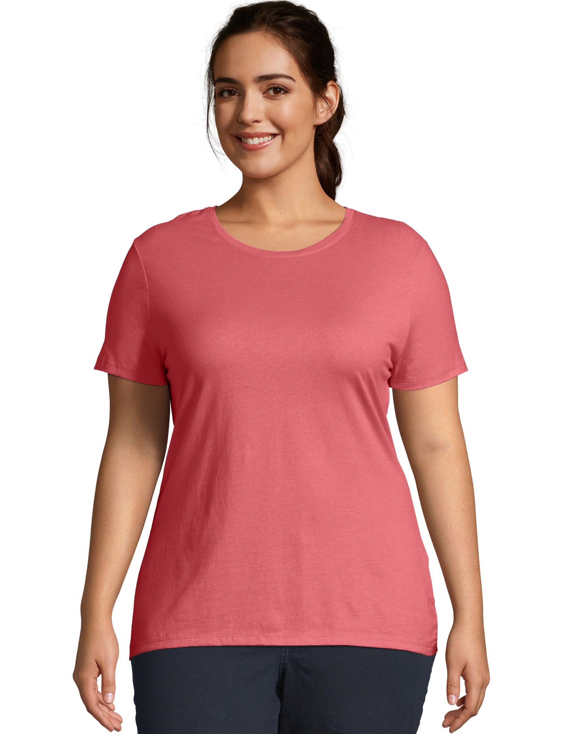 Hanes Just My Size Women's Cotton Crewneck T-Shirt (Plus ) Briny Pink 3X
