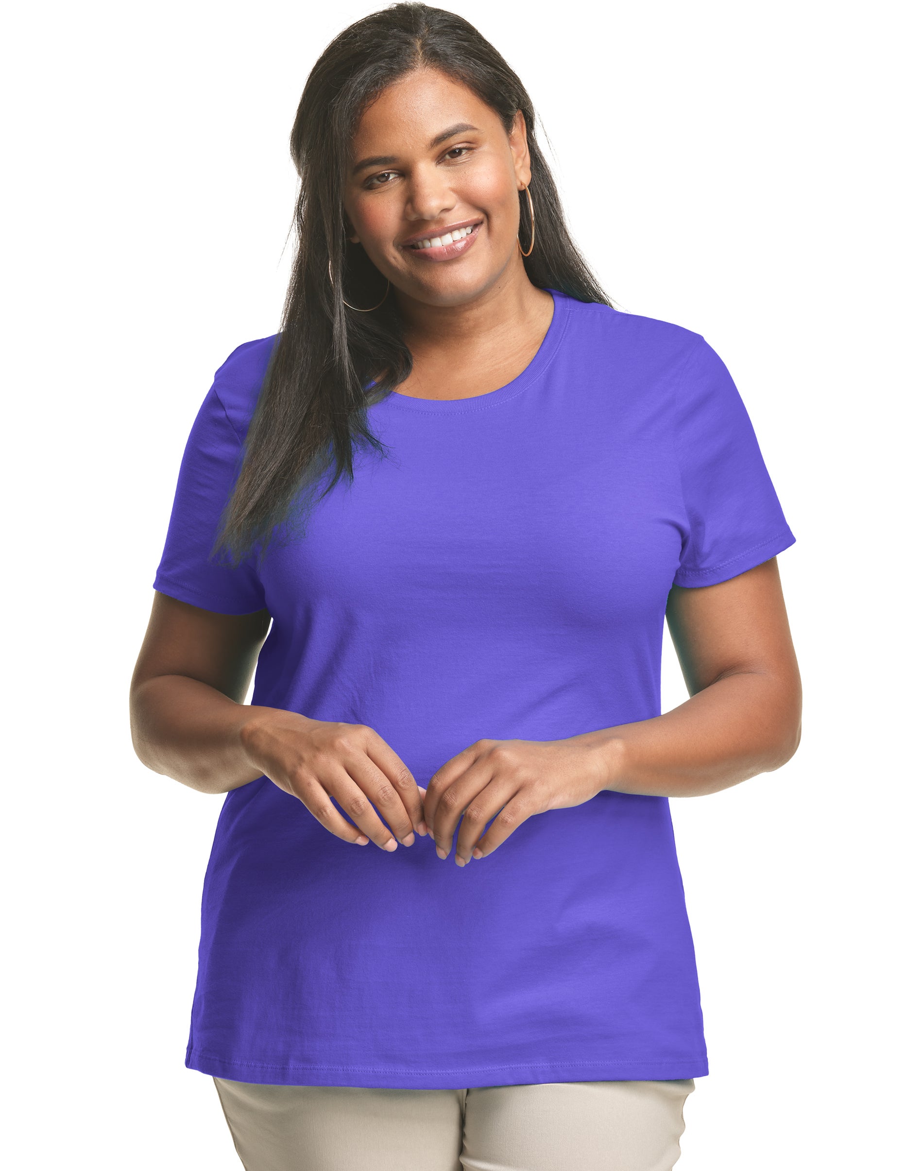 Hanes Just My Size Women's Cotton Crewneck T-Shirt (Plus ) Petal Purple 2X
