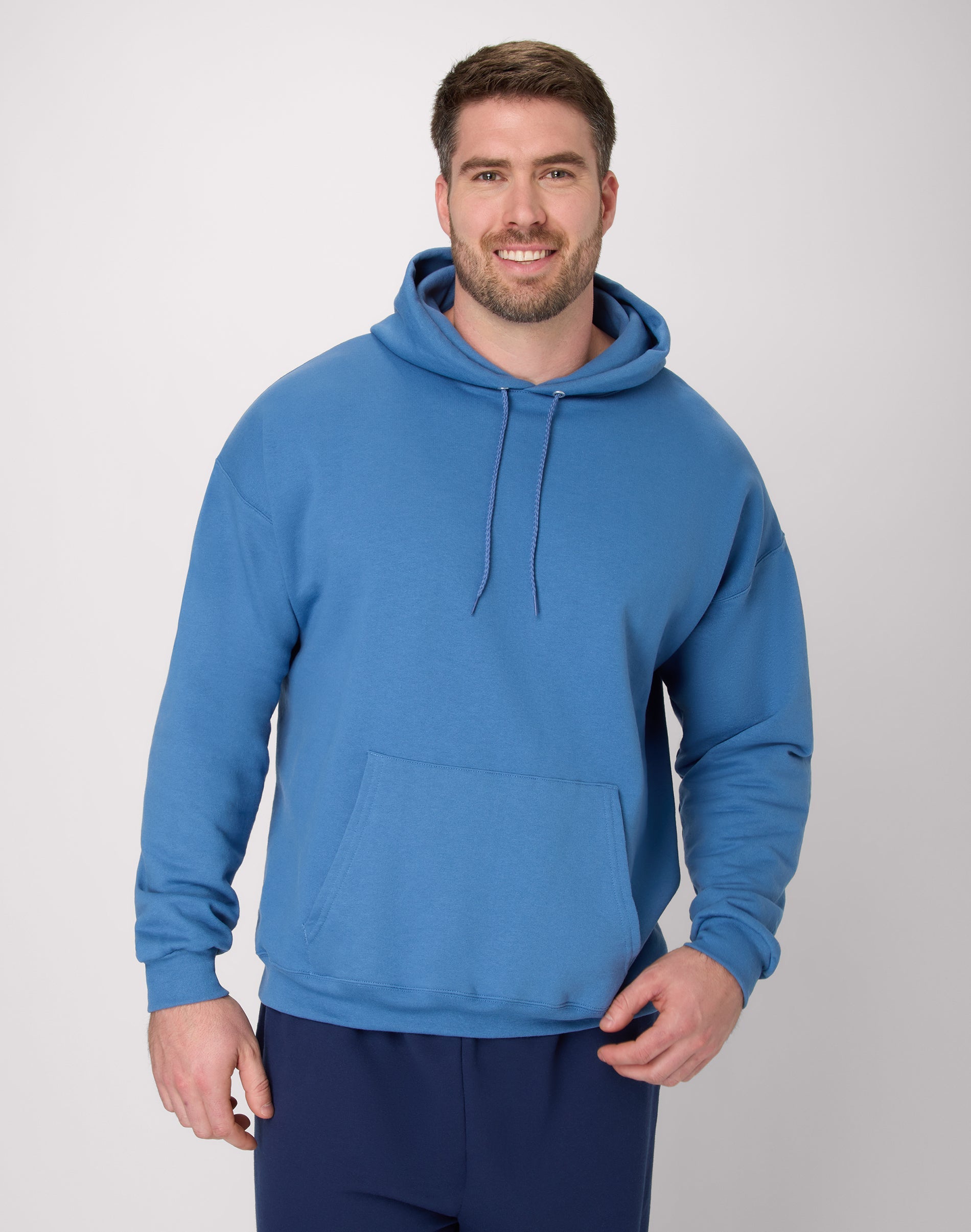 Hanes EcoSmart Men's Fleece Hoodie (Big & Tall Sizes Available) Denim Blue L