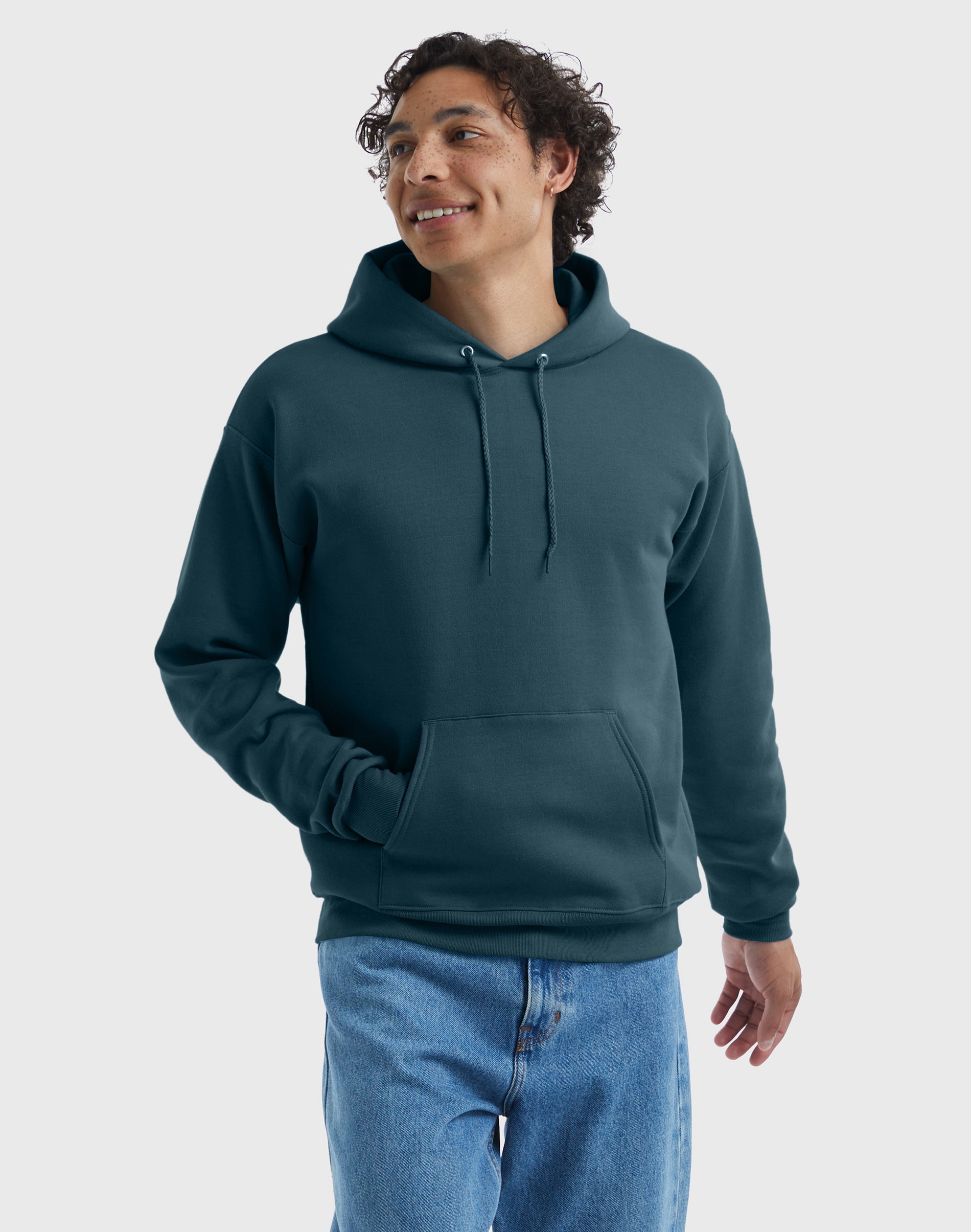 Hanes EcoSmart Men's Fleece Hoodie (Big & Tall Sizes Available) Metallic Teal S