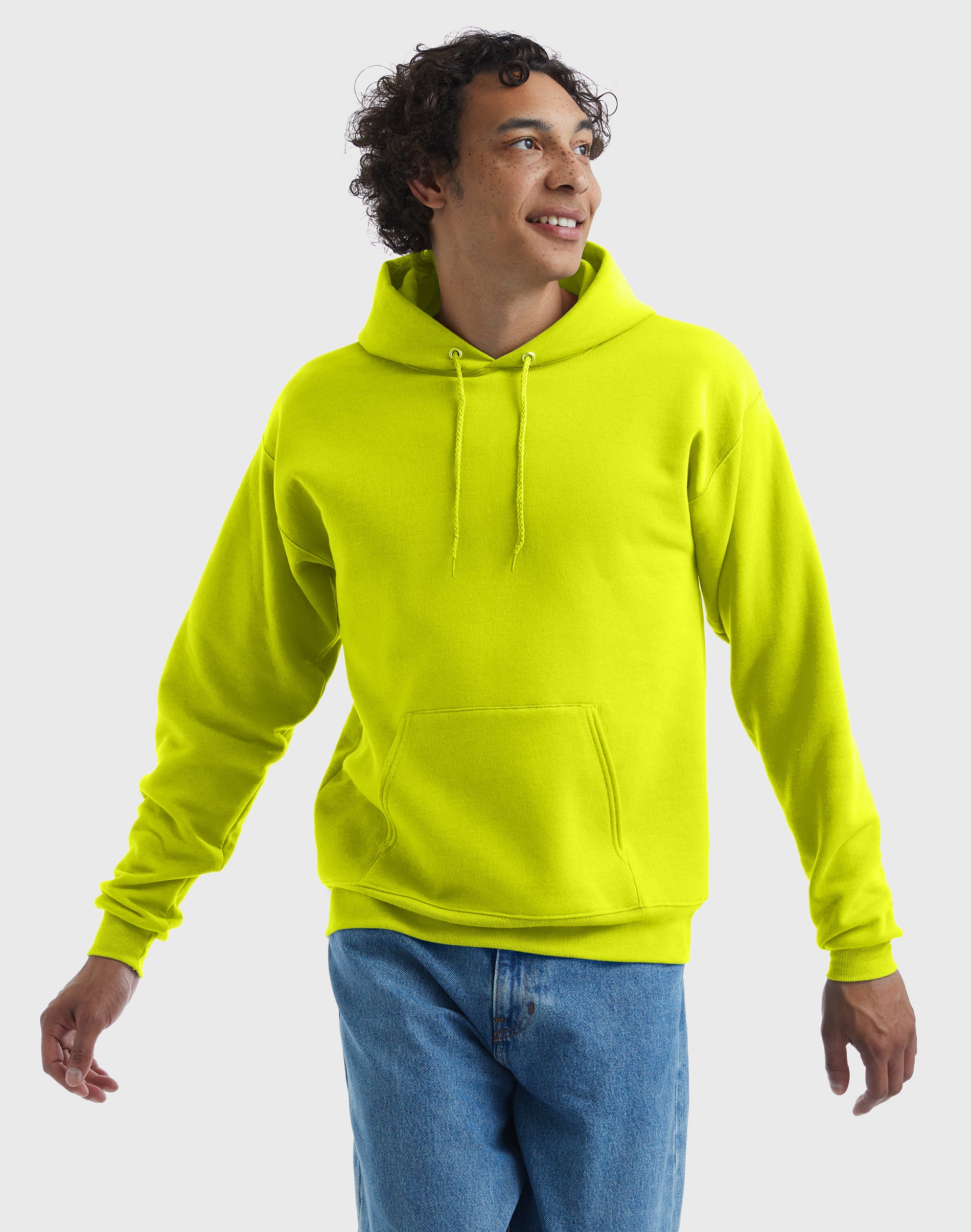 Hanes EcoSmart Men's Fleece Hoodie (Big & Tall Sizes Available) Safety Green L