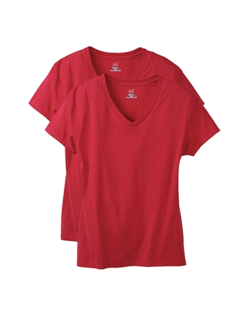 Hanes Perfect-T Women's V-Neck Cotton T-Shirt, Value 2-Pack