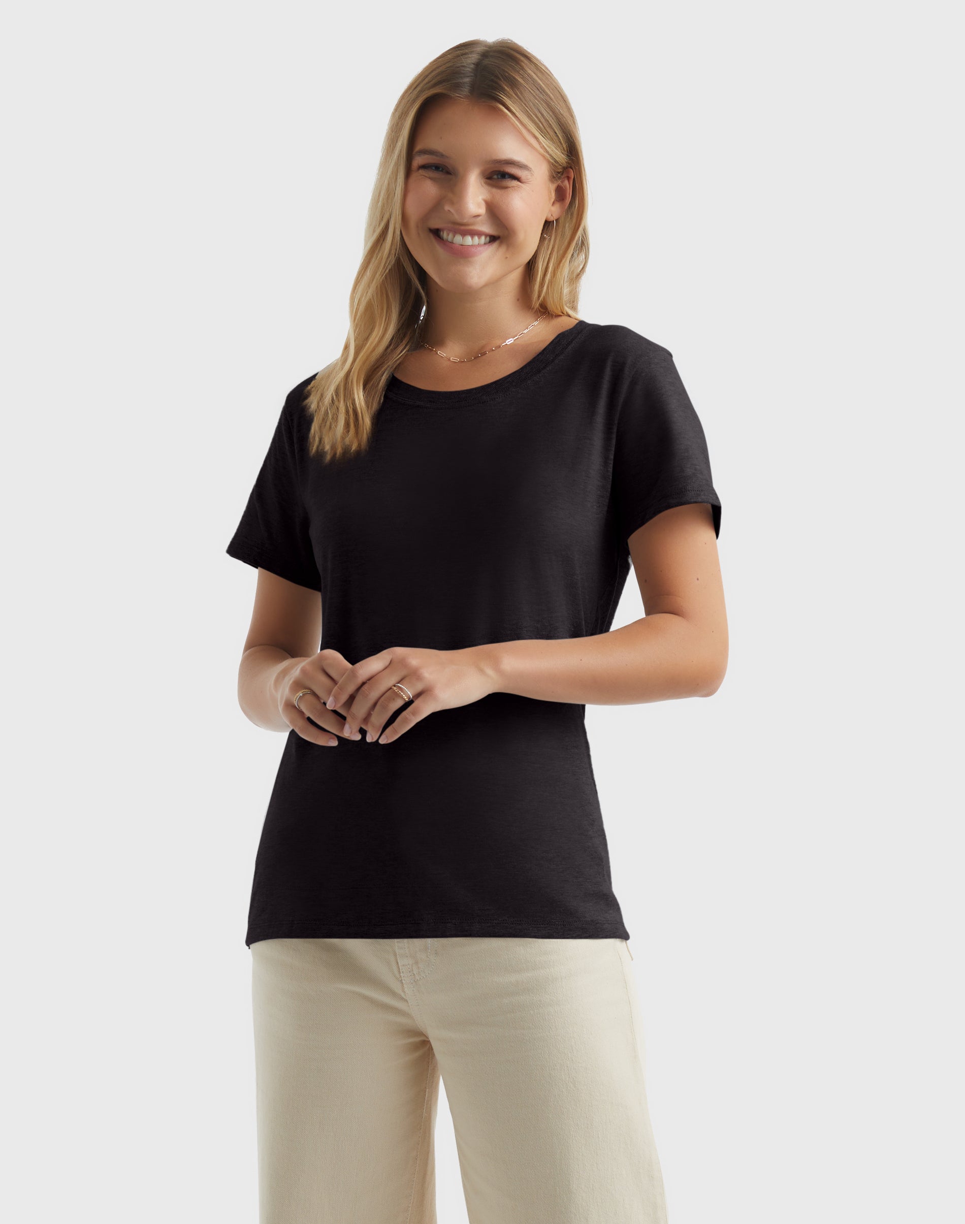 Hanes Perfect-T Women's Cotton Crewneck T-Shirt Black 3XL