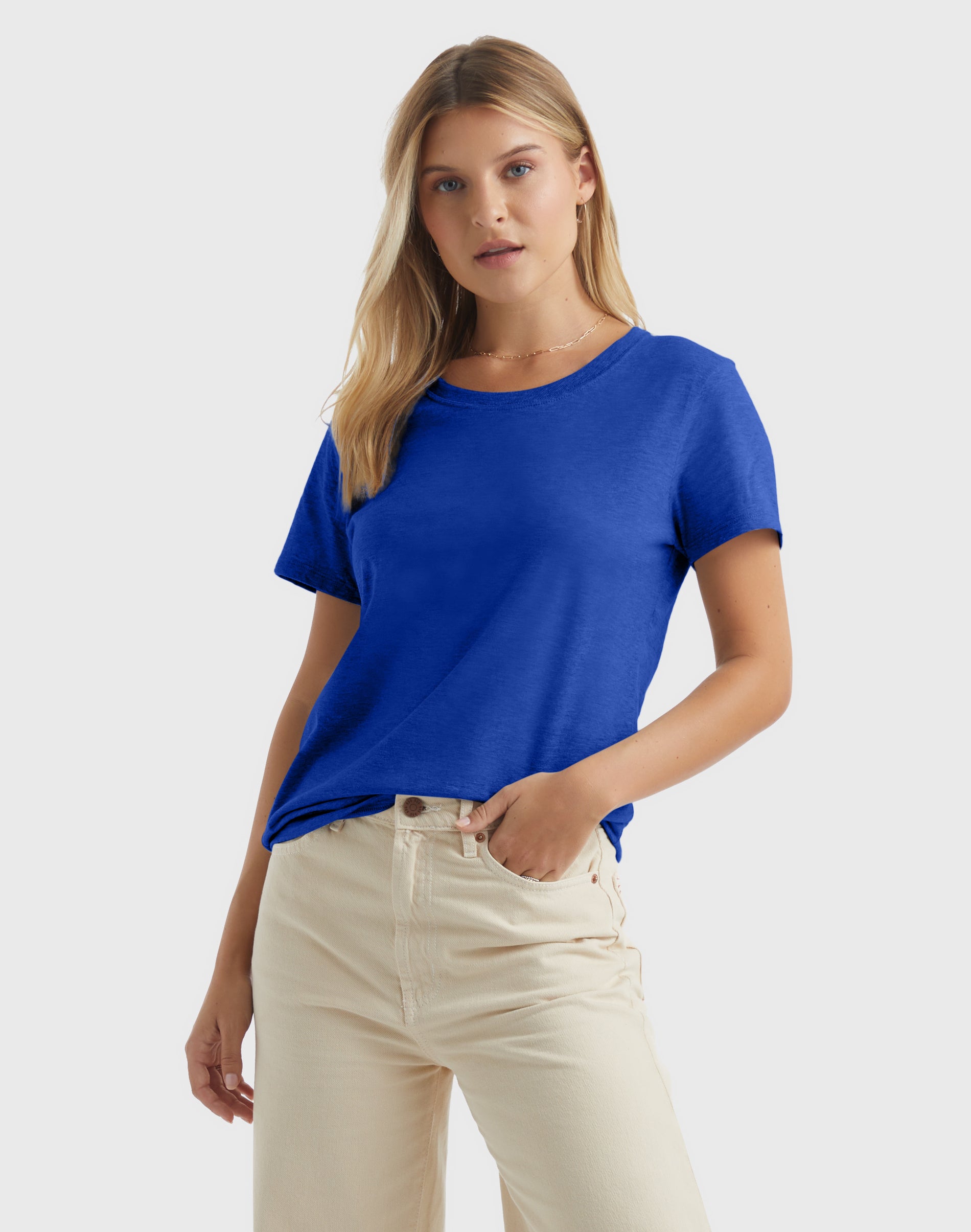 Hanes Perfect-T Women's Cotton Crewneck T-Shirt Deep Royal 3XL
