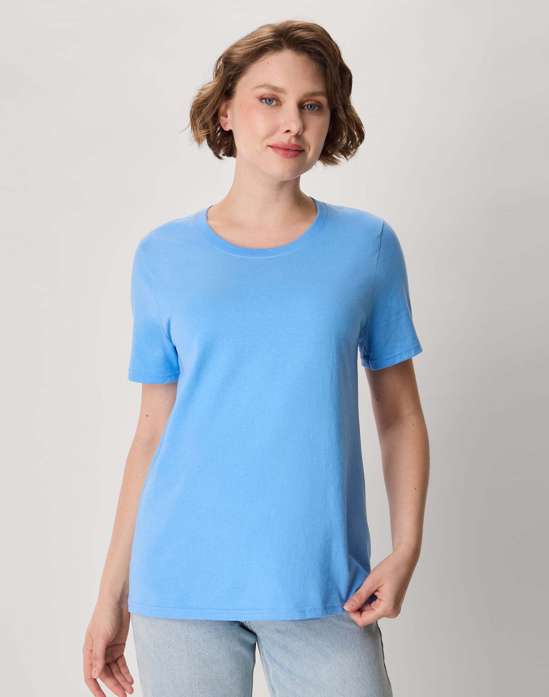 Hanes Perfect-T Women's Cotton Crewneck T-Shirt Carolina Blue XL