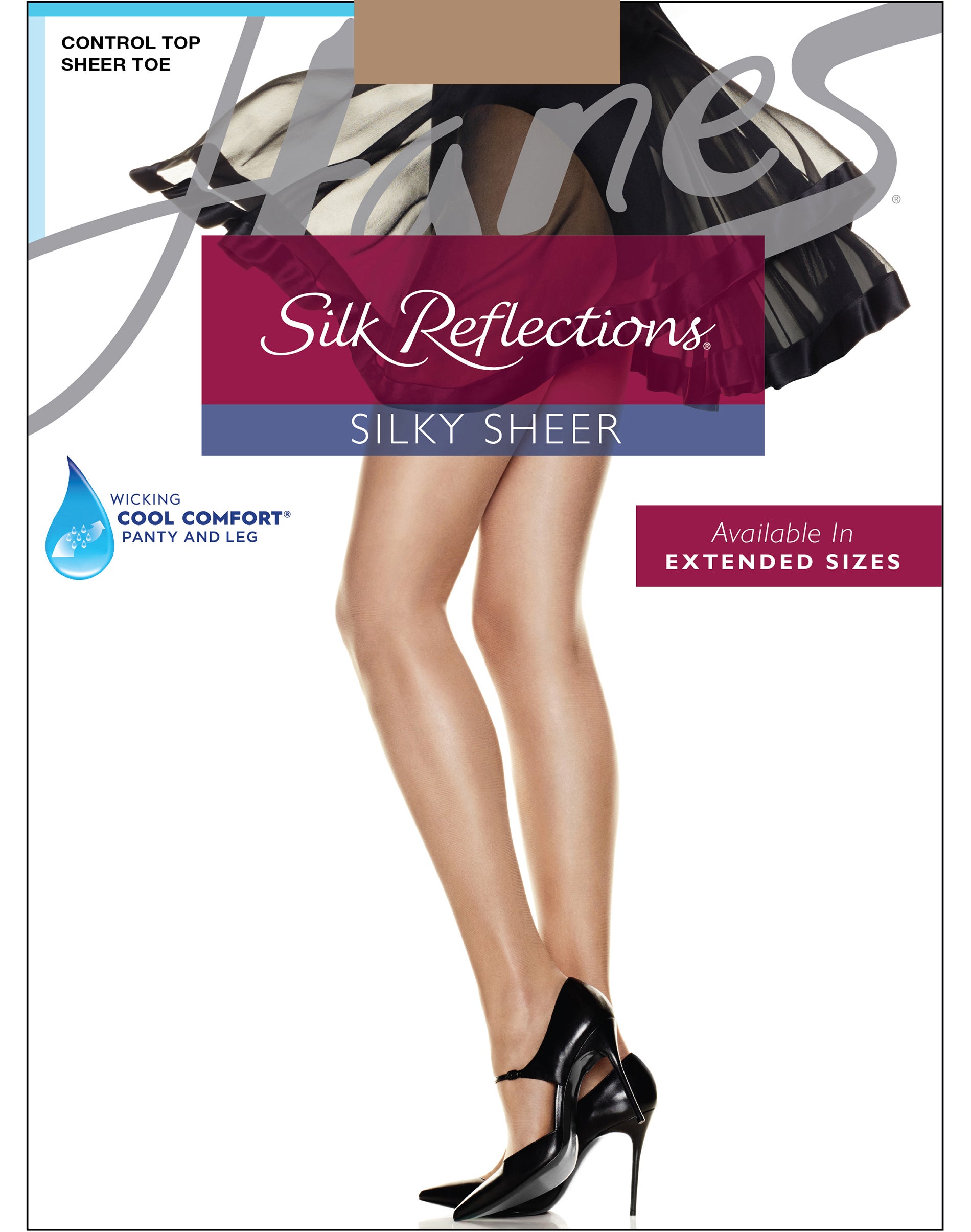 Hanes Silk Reflections Control Top Pantyhose with Sheer Toe Barely There AB Women's