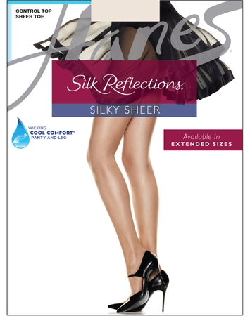 Hanes Silk Reflections Control Top Pantyhose with Sheer Toe