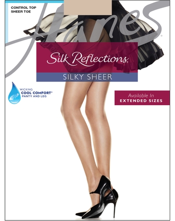 Hanes Silk Reflections Control Top Pantyhose with Sheer Toe