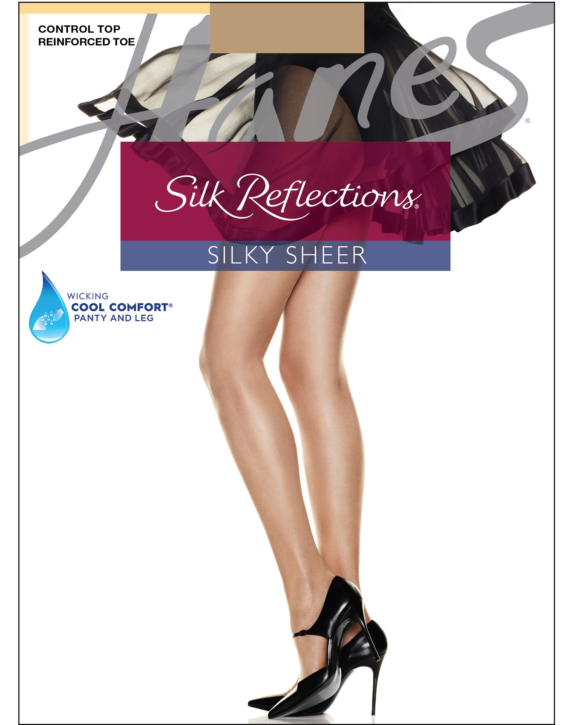 Hanes Silk Reflections Control Top Pantyhose with Reinforced Toe Women's