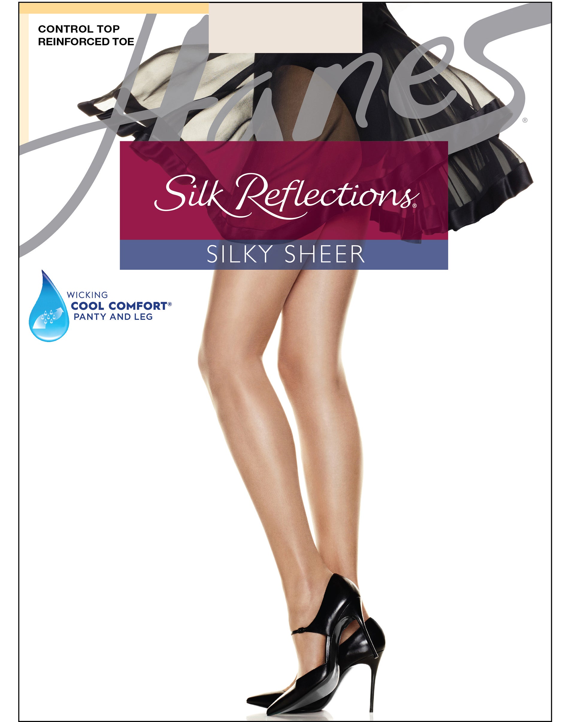 Hanes Silk Reflections Control Top Pantyhose with Reinforced Toe Pearl CD Women's
