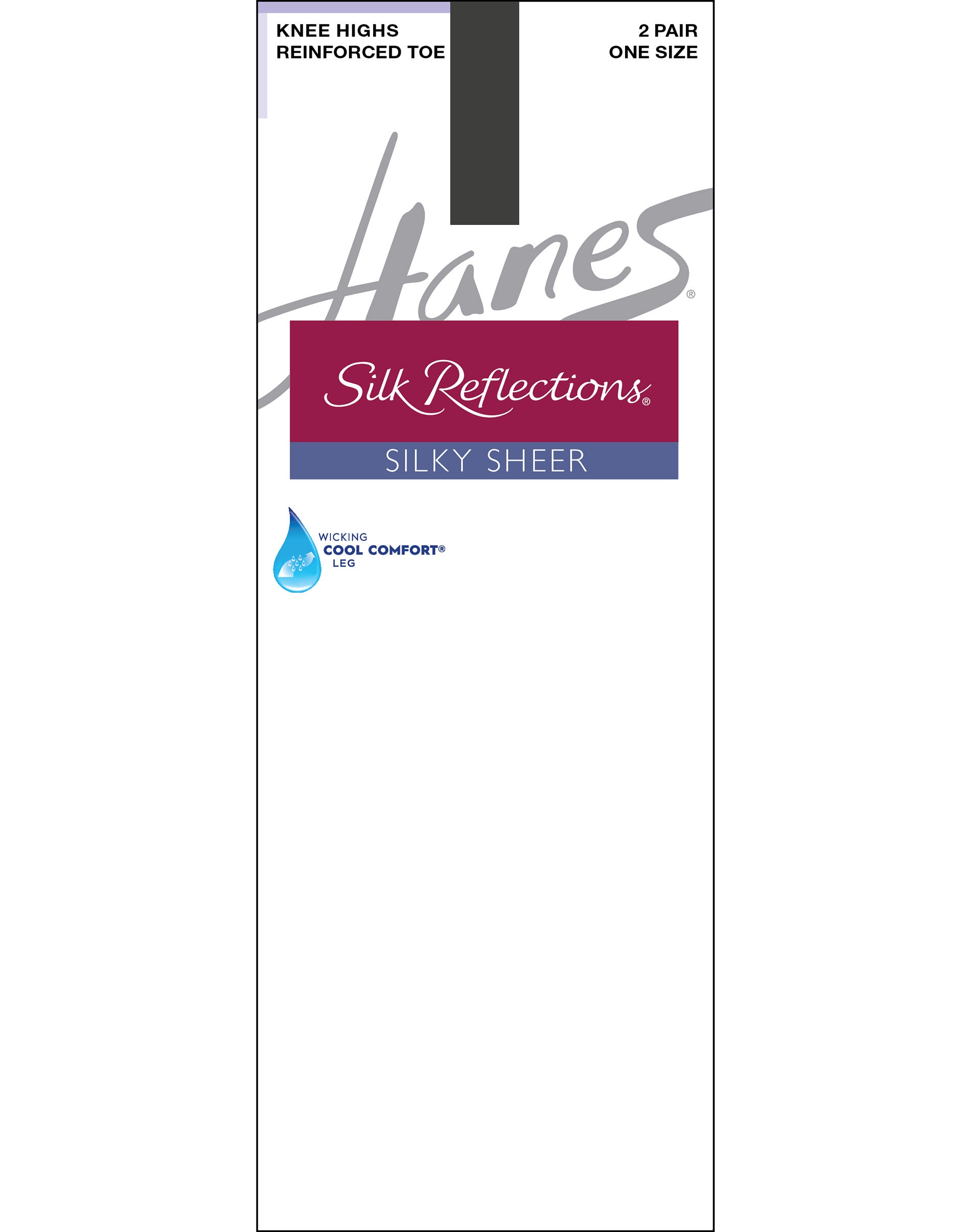 Hanes Silk Reflections Silky Sheer Knee Highs with Reinforced Toe, 2-Pairs Barely Black ONE SIZE Women's